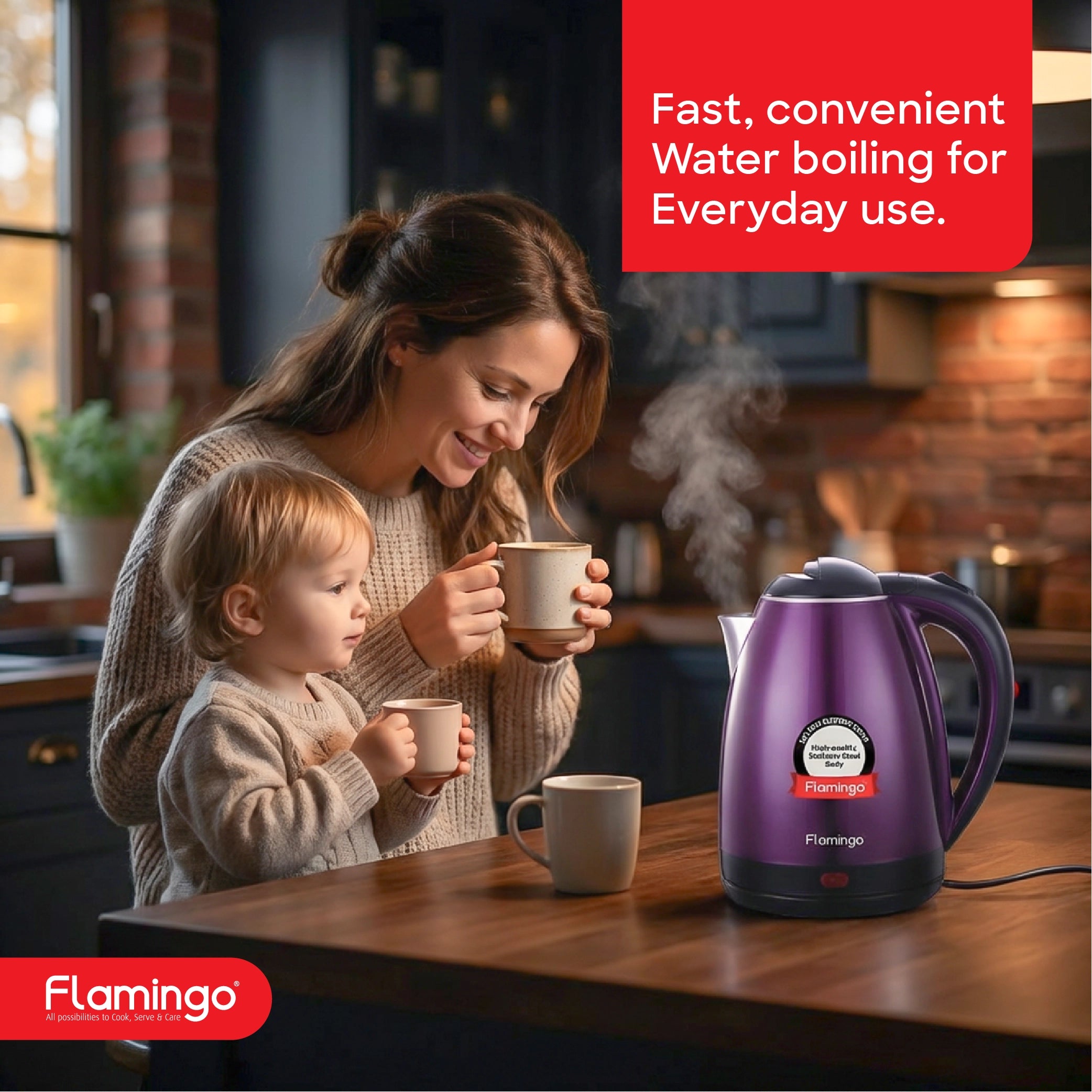 Flamingo Electric Kettle 1.8L 1500W with Stainless Steel Inner Shell - FL283EK Sanford KSA