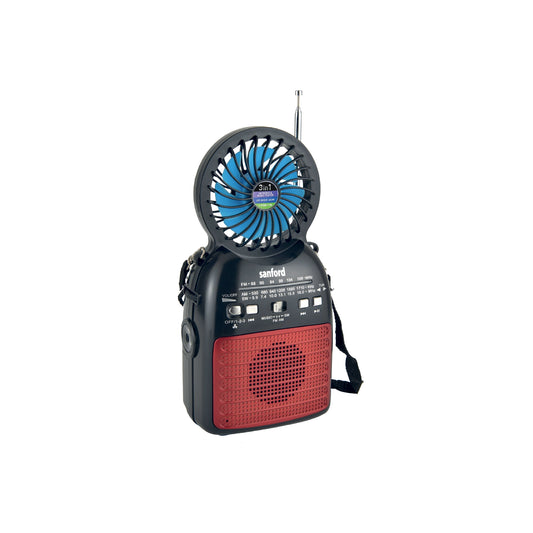 Sanford Portable Radio 3-in-1 with Solar Fan LED Light and Rechargeable Battery - SF1017PR Sanford KSA