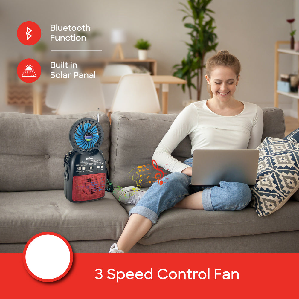 Sanford SF1017PR portable radio fan and controls