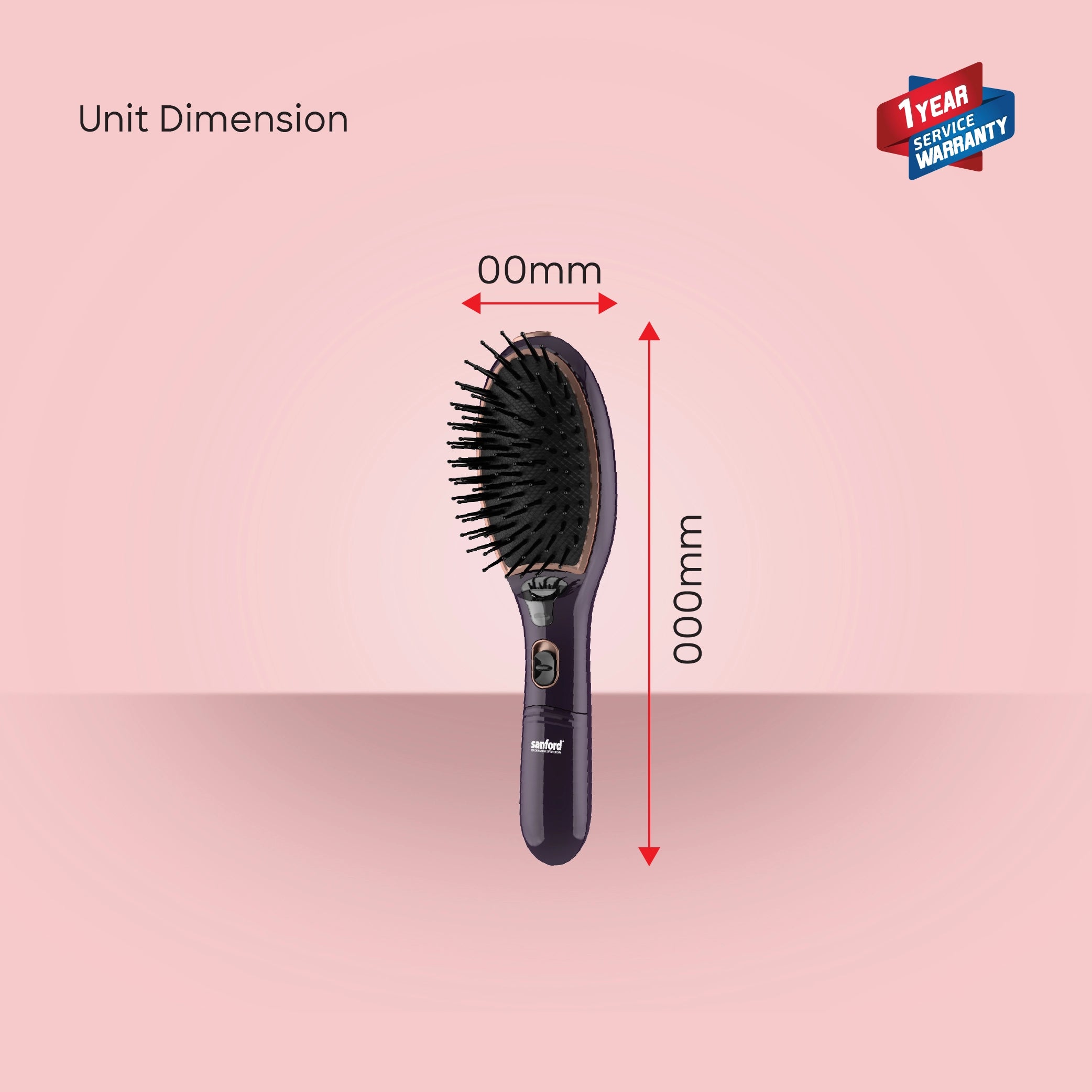 Sanford Ionic Hair Brush with Turbo Ion Frizz Control & Detangling Paddle - SF10203HS Sanford KSA