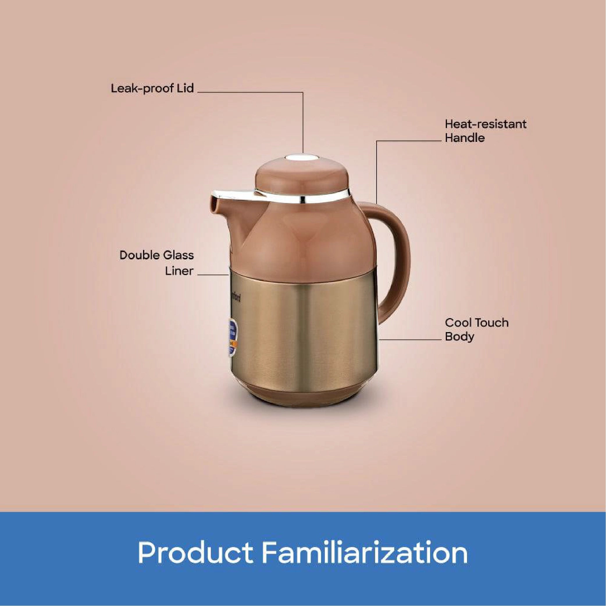 Sanford Vacuum Flask Stainless Steel with Double Glass Liner, Hot & Cold Use - SF10515VF Sanford KSA