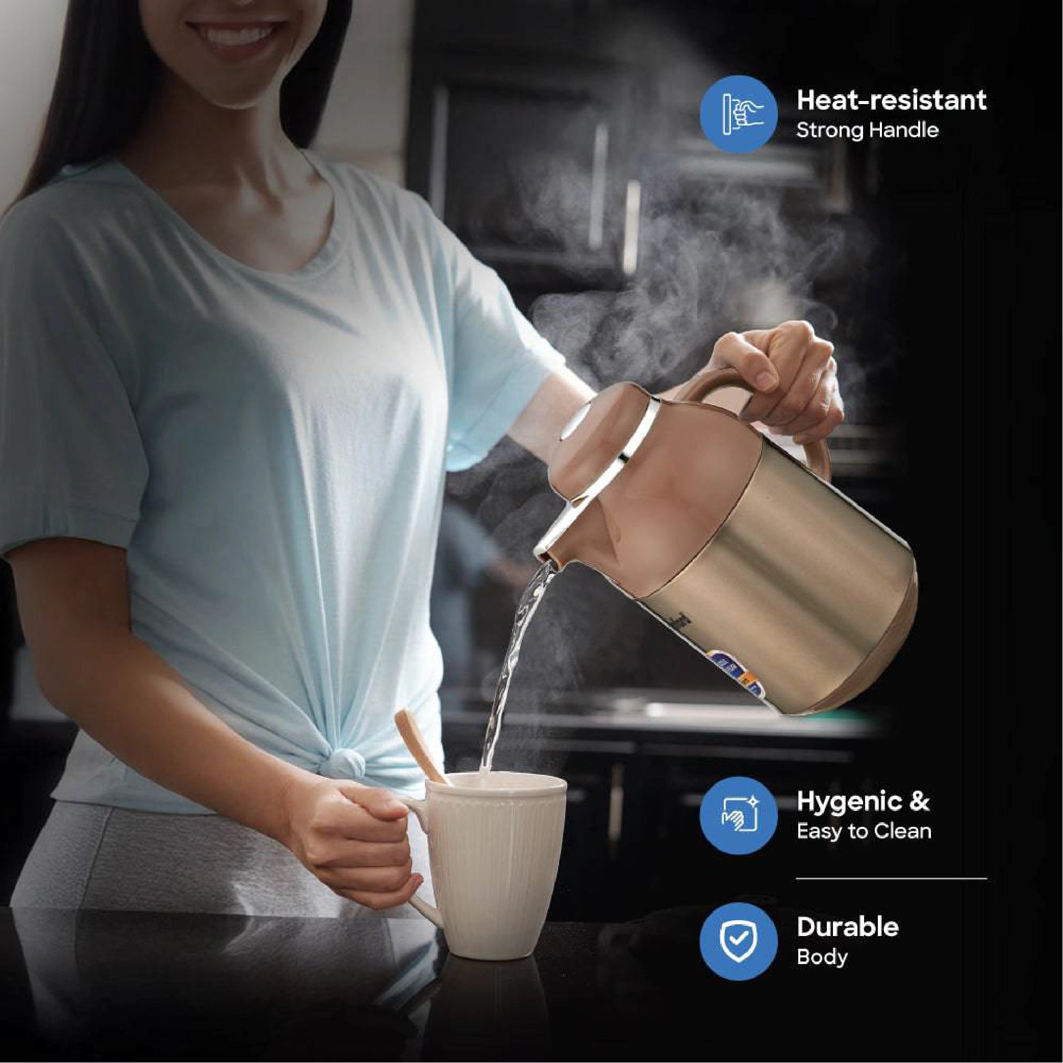 Sanford Vacuum Flask 1300ml Stainless Steel with Double Glass Liner, Hot & Cold Use - SF10516VF Sanford KSA