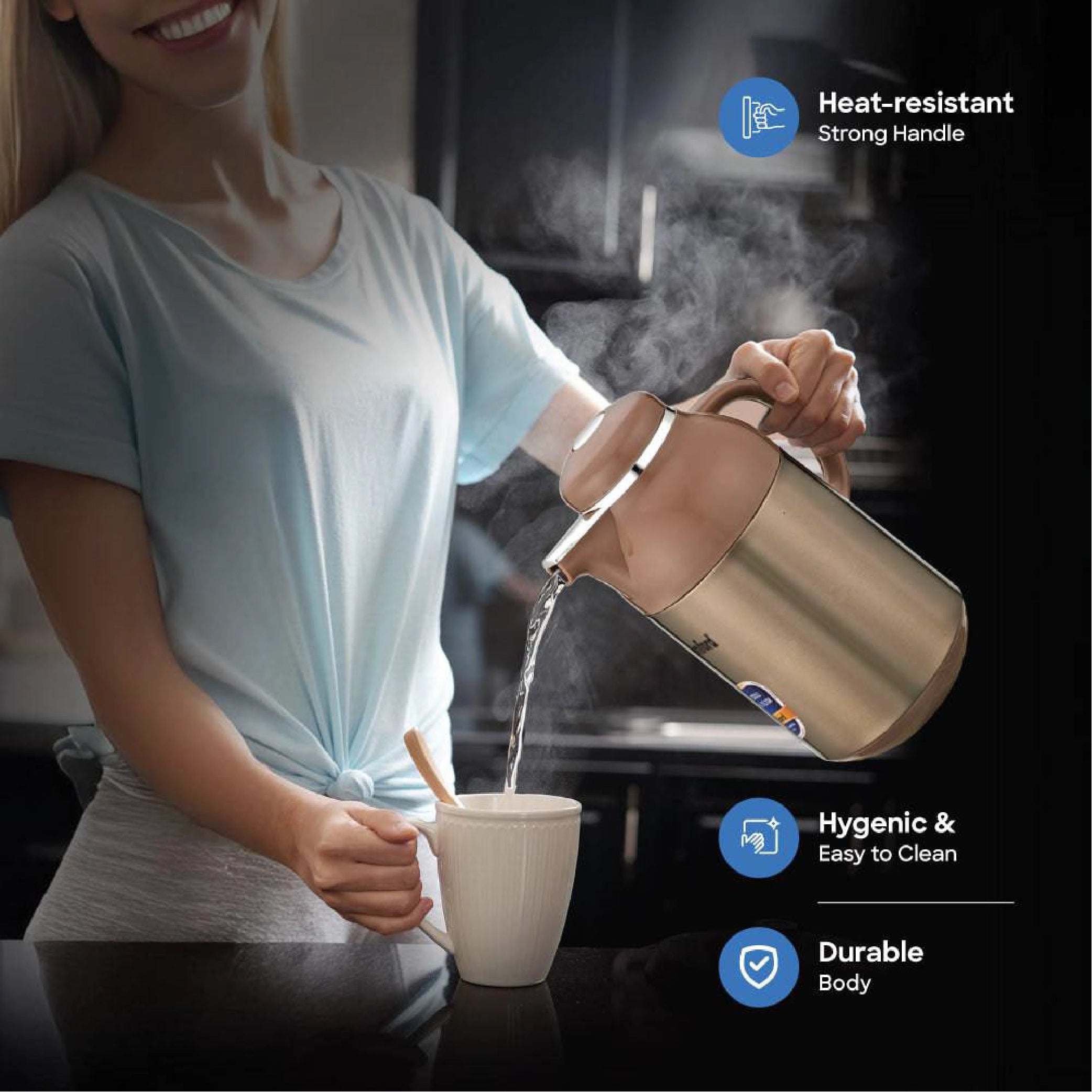 Sanford Vacuum Flask 1600ml Double Glass Liner, Hot & Cold Use - SF10517VF Sanford KSA