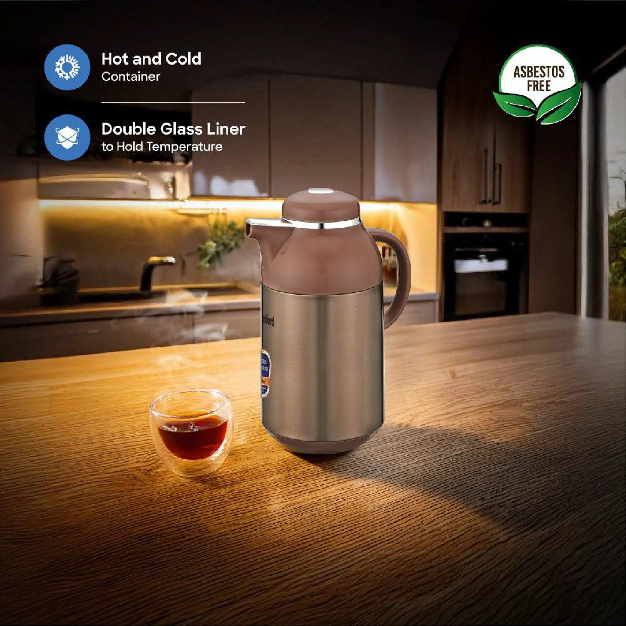 Sanford Vacuum Flask Double Glass Liner, Hot & Cold Temperature Retention - SF10518VF Sanford KSA