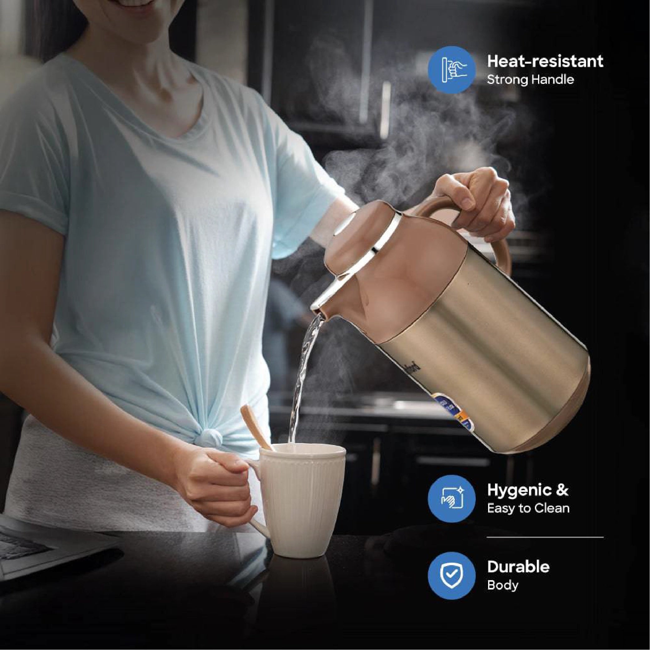 Sanford Vacuum Flask Double Glass Liner, Hot & Cold Temperature Retention - SF10518VF Sanford KSA