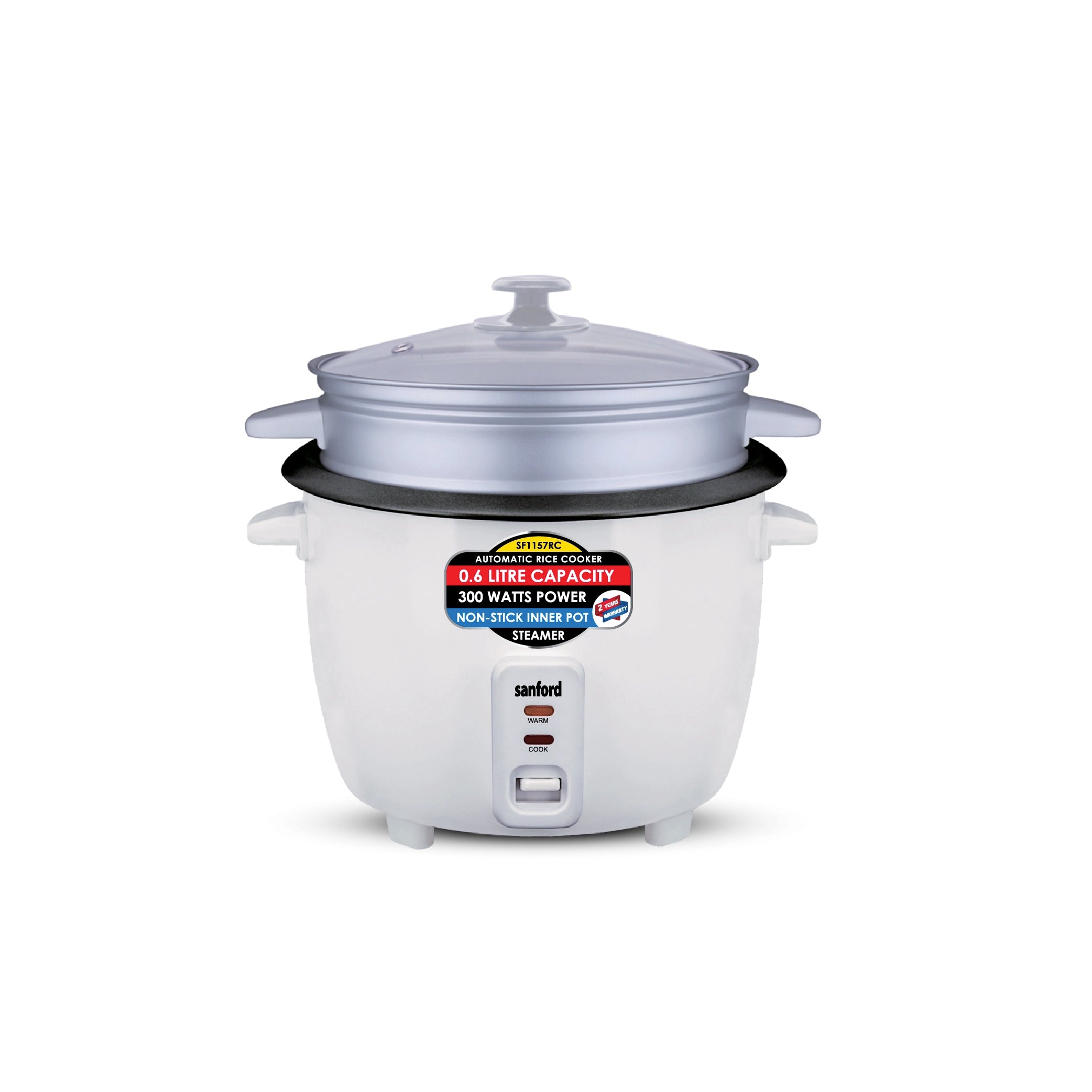 Sanford Rice Cooker 0.6L with Non-Stick Aluminum Pot, Compact Design and Keep Warm - SF1157RC Sanford KSA