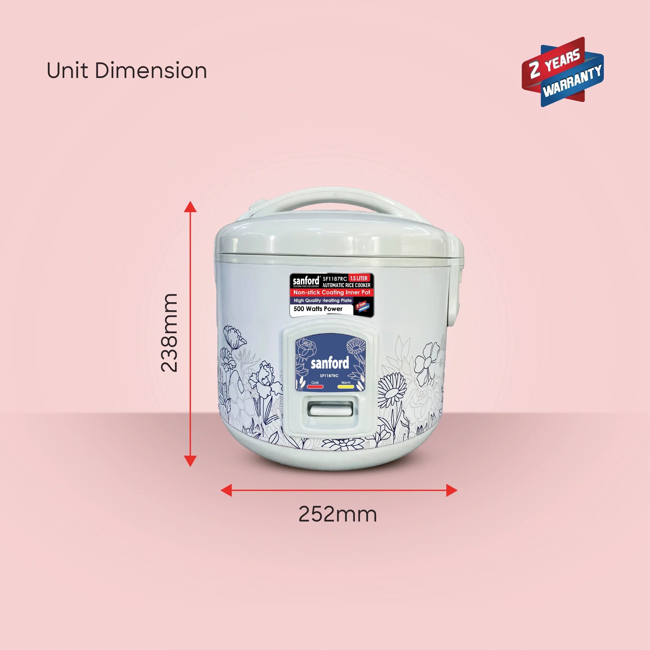 1.5L electric rice cooker automatic cooking sanford 8