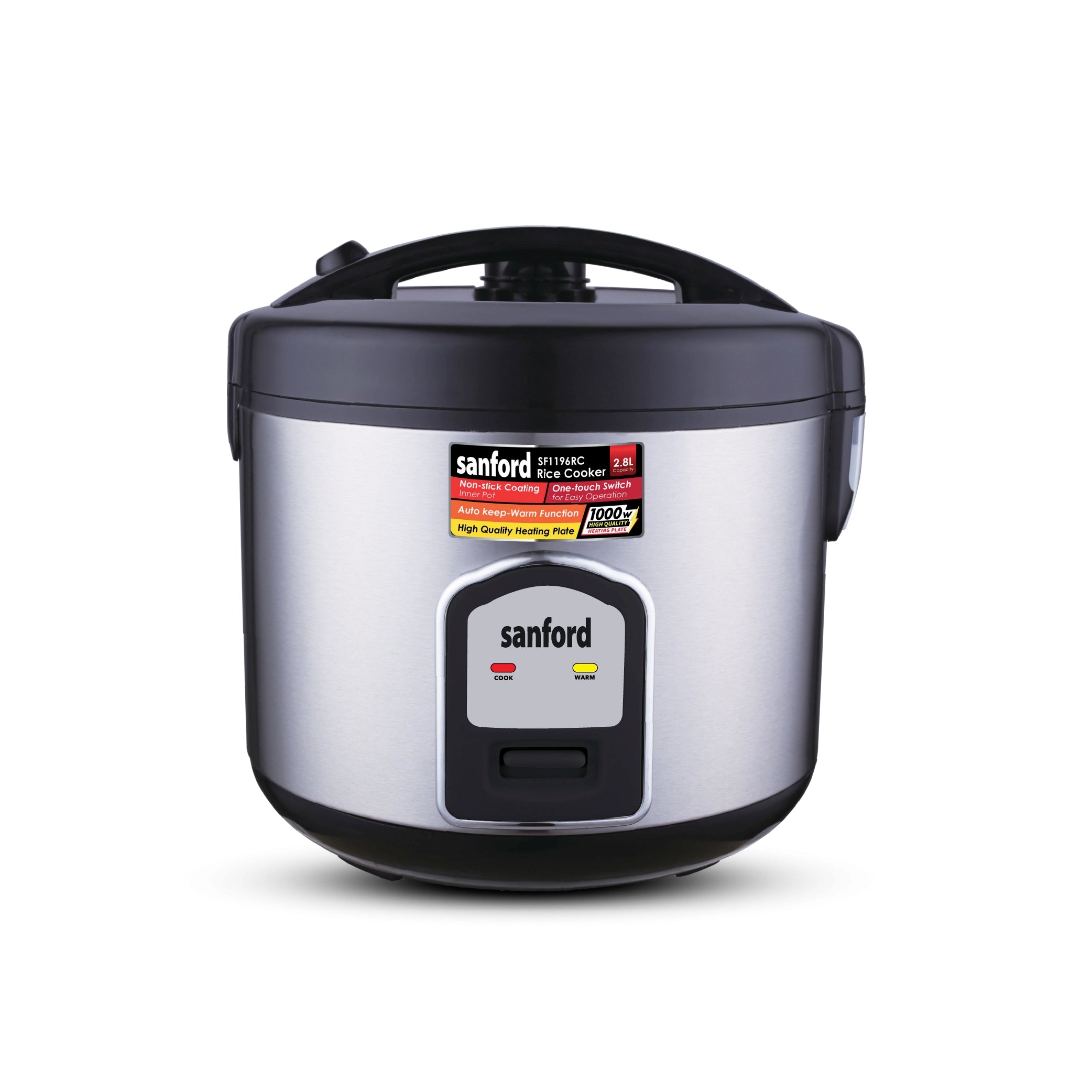 Sanford Rice Cooker 2.8L 1000W with Stainless Steel Body and Keep Warm - SF1196RC Sanford KSA