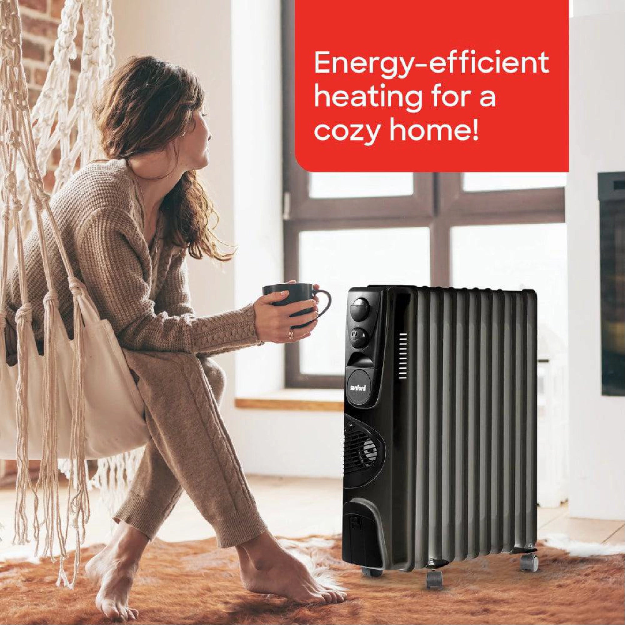 Sanford Oil Room Heater with 13 Fins and 2900W Heating Power and Safety Control and Remote Control - SF12120H Sanford KSA
