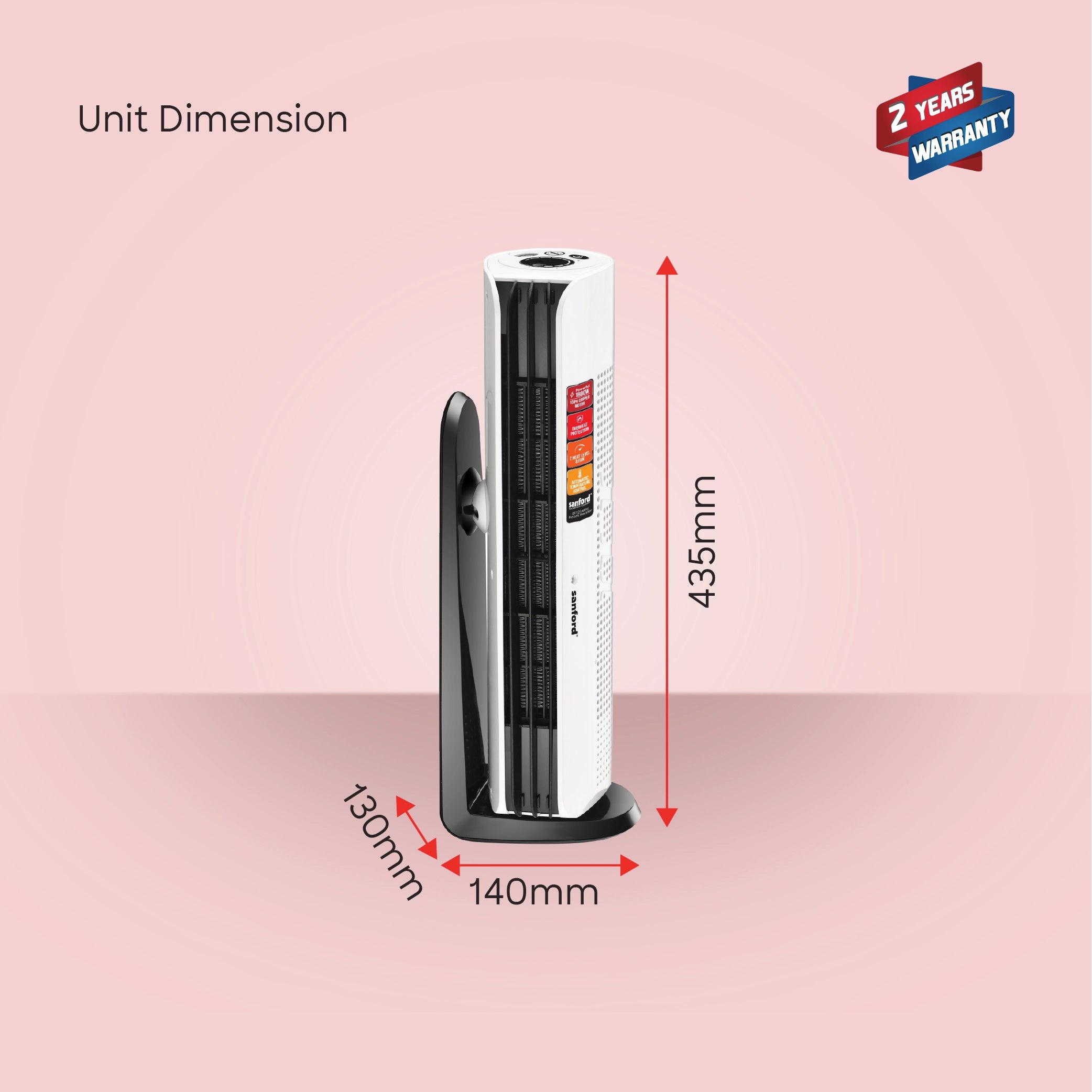 Sanford Dual Position Room Heater with 1800W Heating Power and Safety Control and Remote Control - SF1214RH Sanford KSA