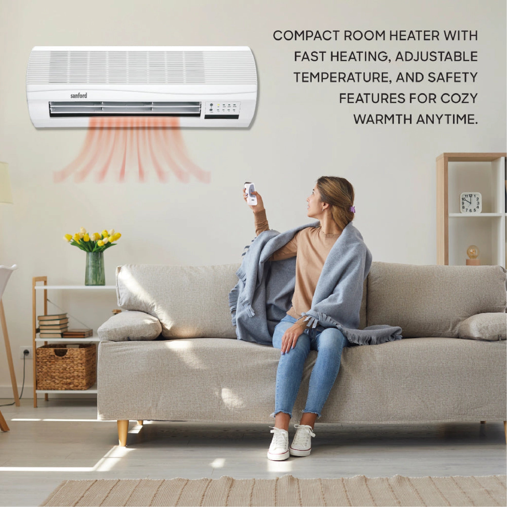 Sanford Wall Room Heater with 2 Heat Settings (1000W / 2000W) and Safety Control and Remote Control - SF1221RH Sanford KSA