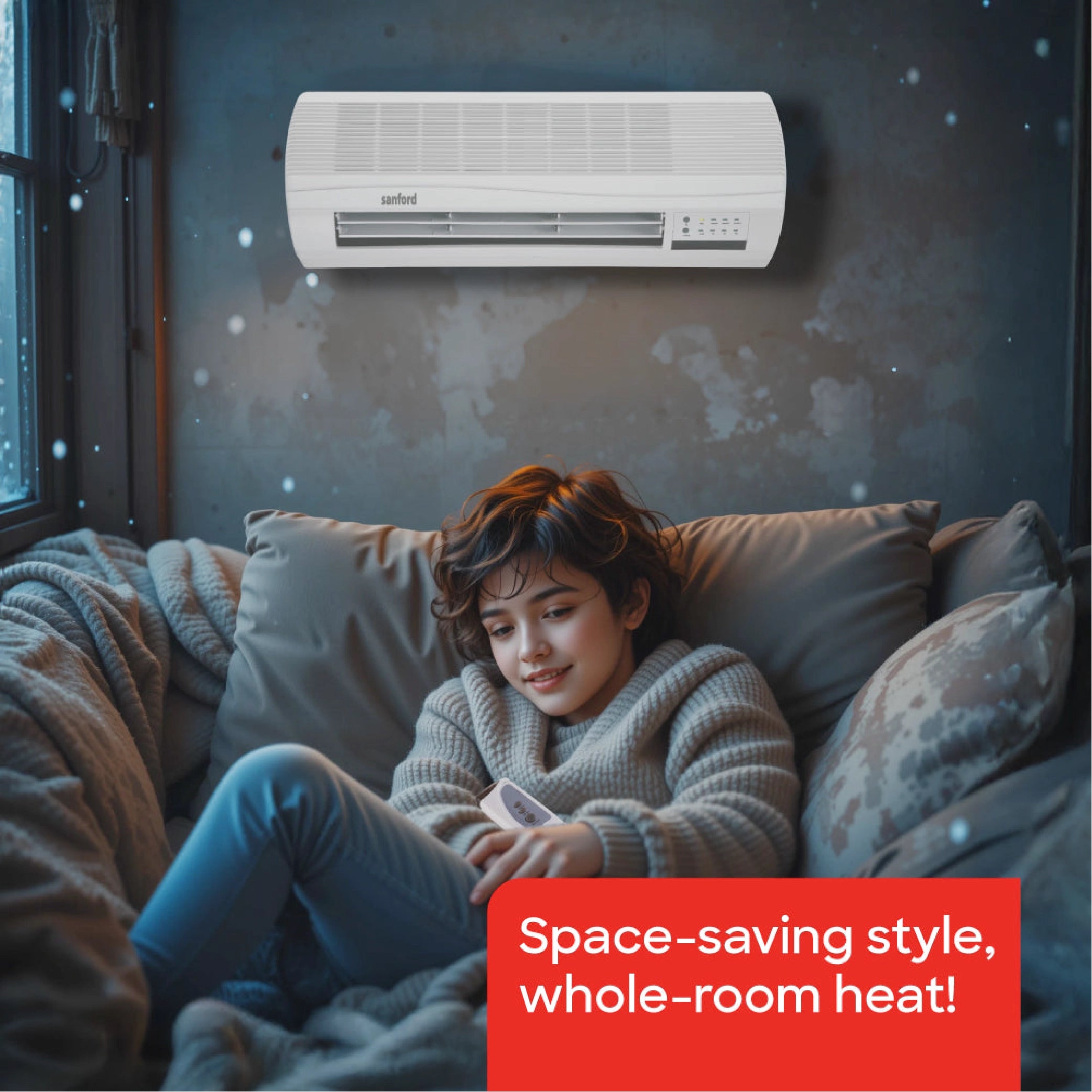 Sanford Wall Room Heater with 2 Heat Settings (1000W / 2000W) and Safety Control and Remote Control - SF1221RH Sanford KSA