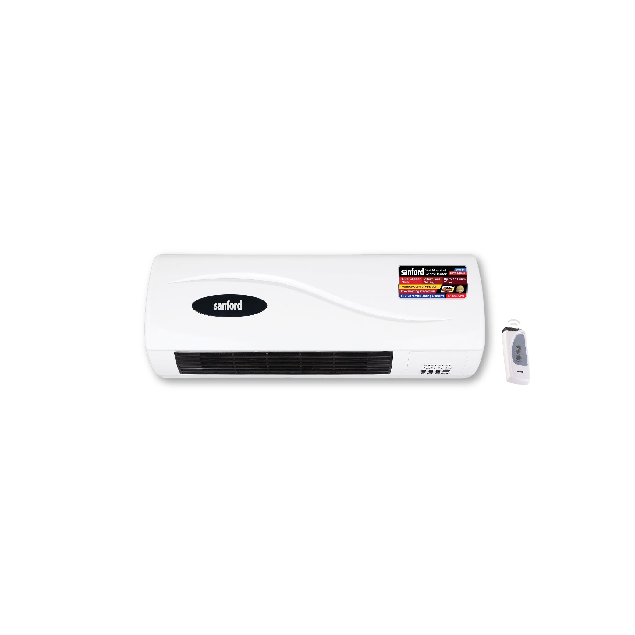 Sanford Wall Room Heater with 2 Heat Settings (1000W / 2000W) and Safety Control and Remote Control - SF1228WH Sanford KSA