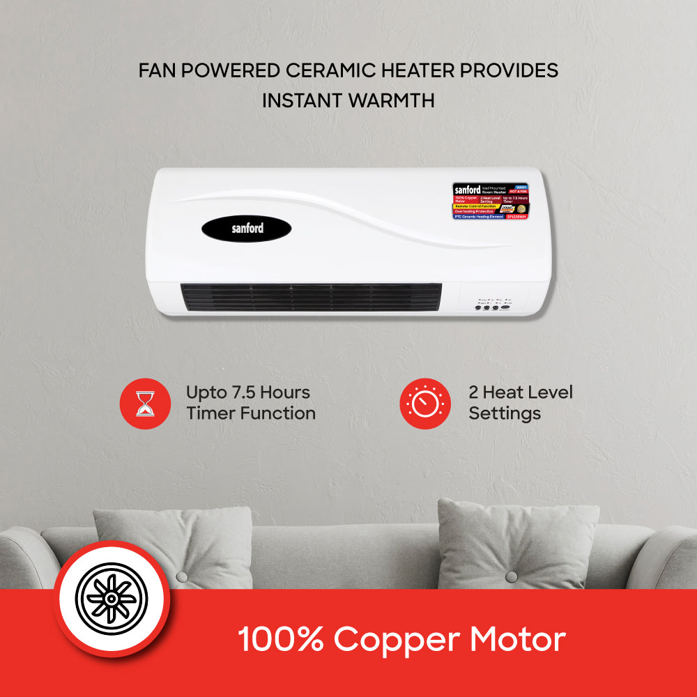 Sanford SF1228WH wall heater side profile showing mounting design