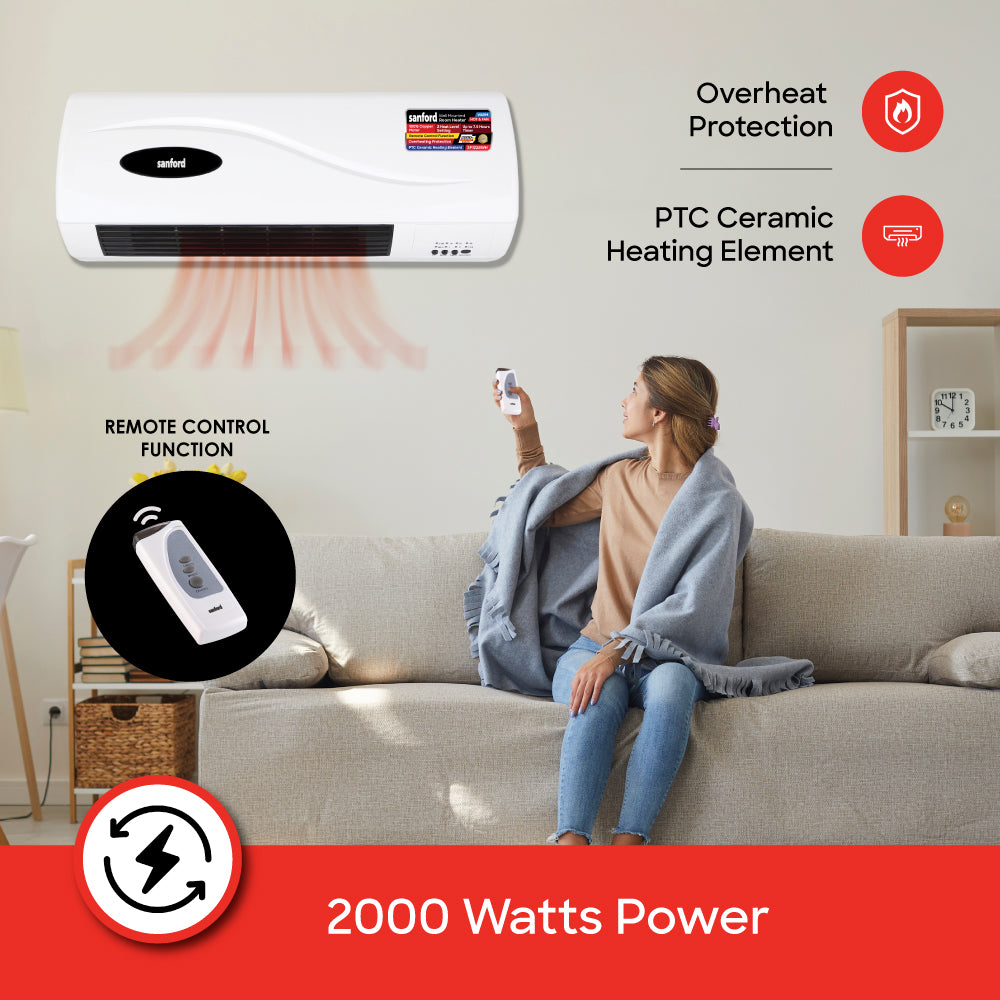 Sanford SF1228WH room heater remote control and safety features