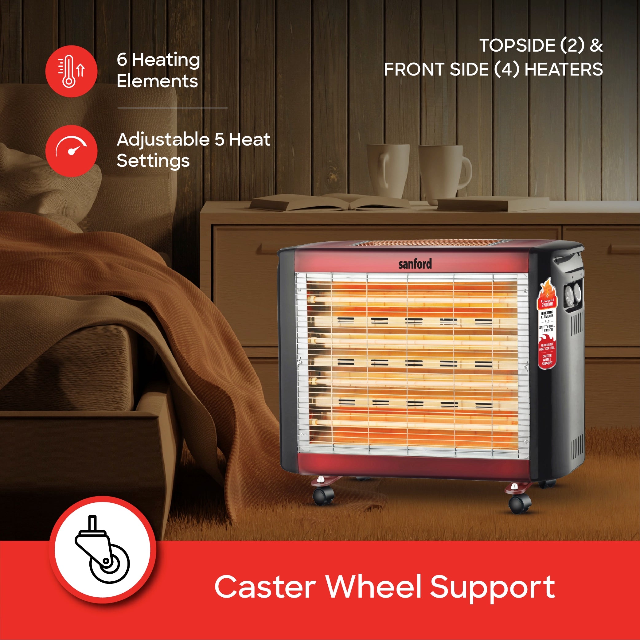 Sanford Quartz Room Heater with 2400W Heating Power and Safety Control and Remote Control - SF1274QRH Sanford KSA