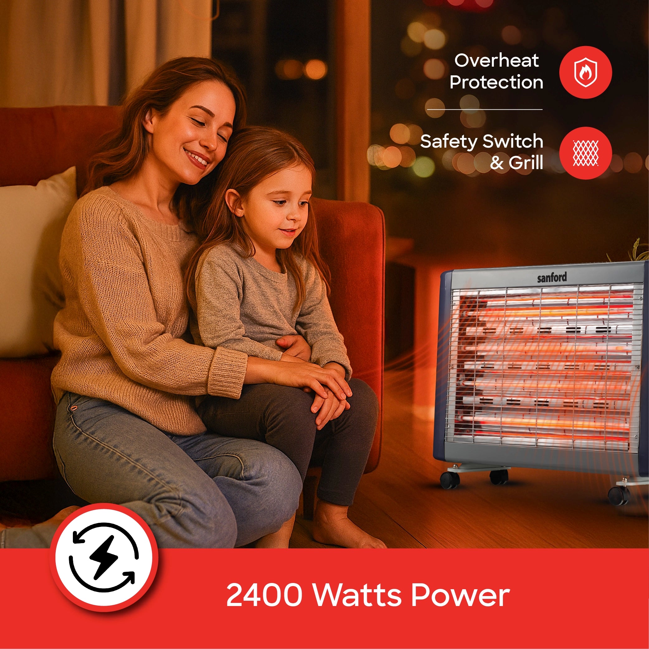 Sanford Quartz Room Heater with 2400W Heating Power and Safety Control and Remote Control - SF1274QRH Sanford KSA