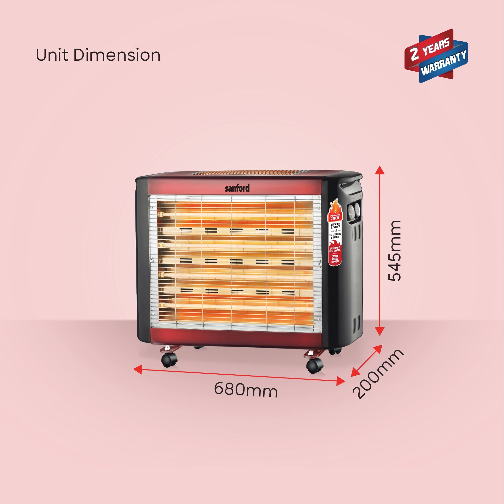 Sanford Quartz Room Heater with 2400W Heating Power and Safety Control and Remote Control - SF1274QRH Sanford KSA