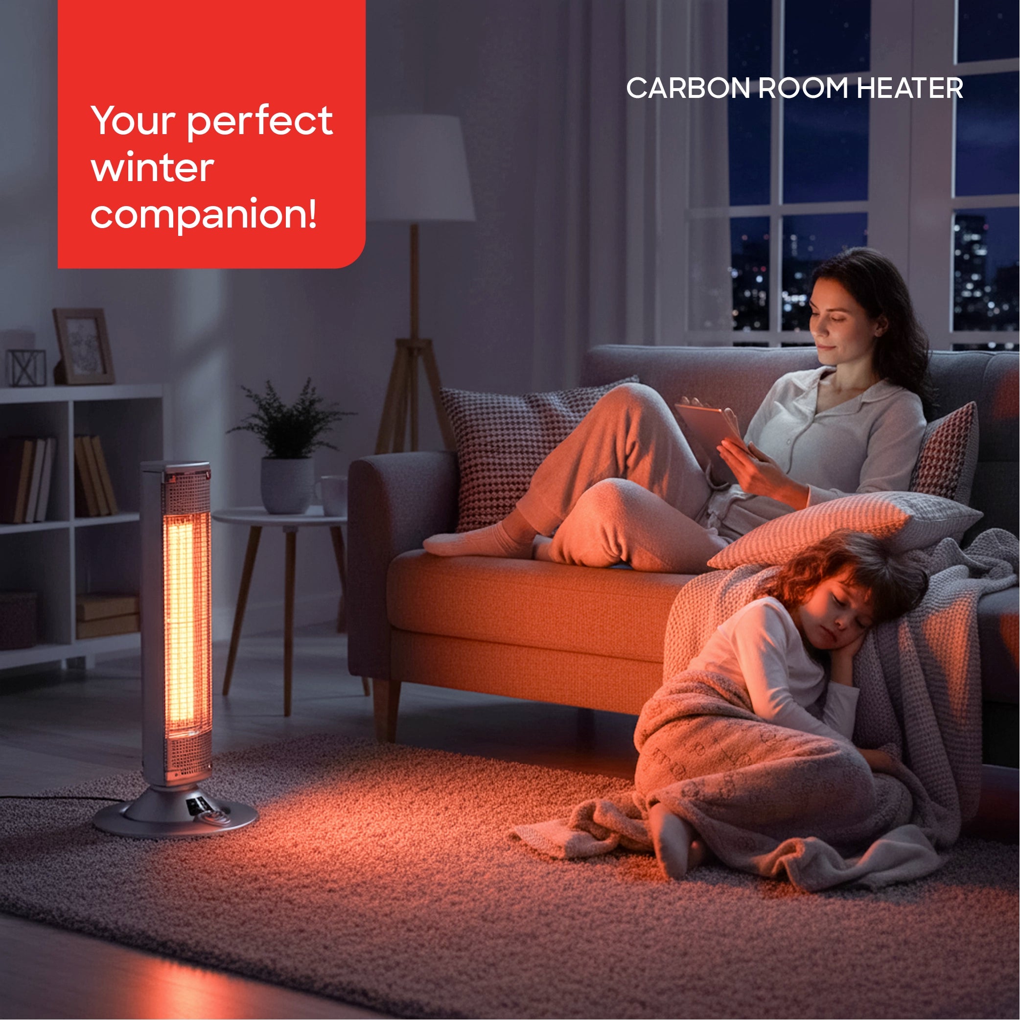 Sanford Carbon Room Heater with 2 Heat Settings (450W / 900W) and Safety Control and Remote Control - SF1281CRH-D Sanford KSA