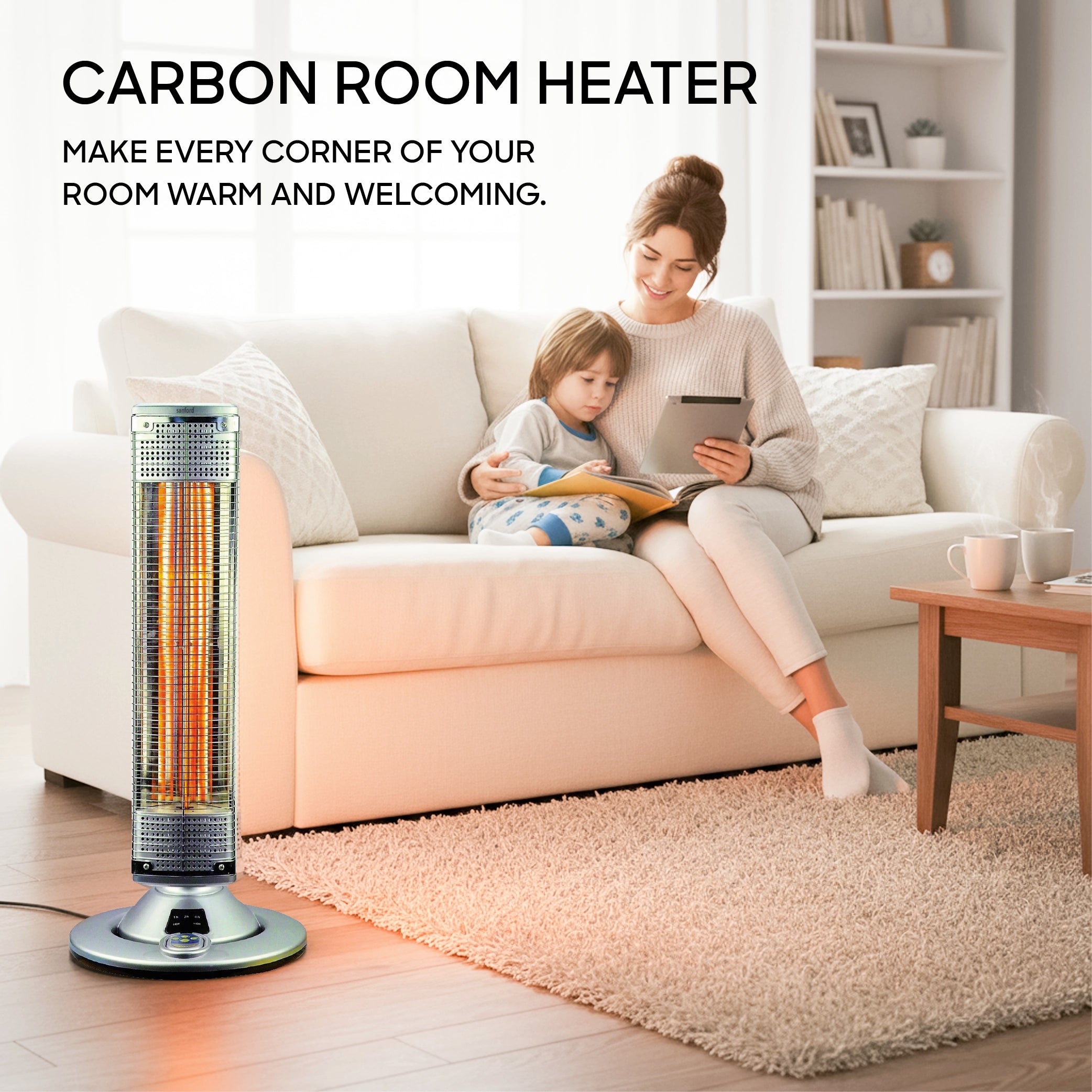 Sanford Carbon Room Heater with 2 Heat Settings (450W / 900W) and Safety Control and Remote Control - SF1281CRH-D Sanford KSA