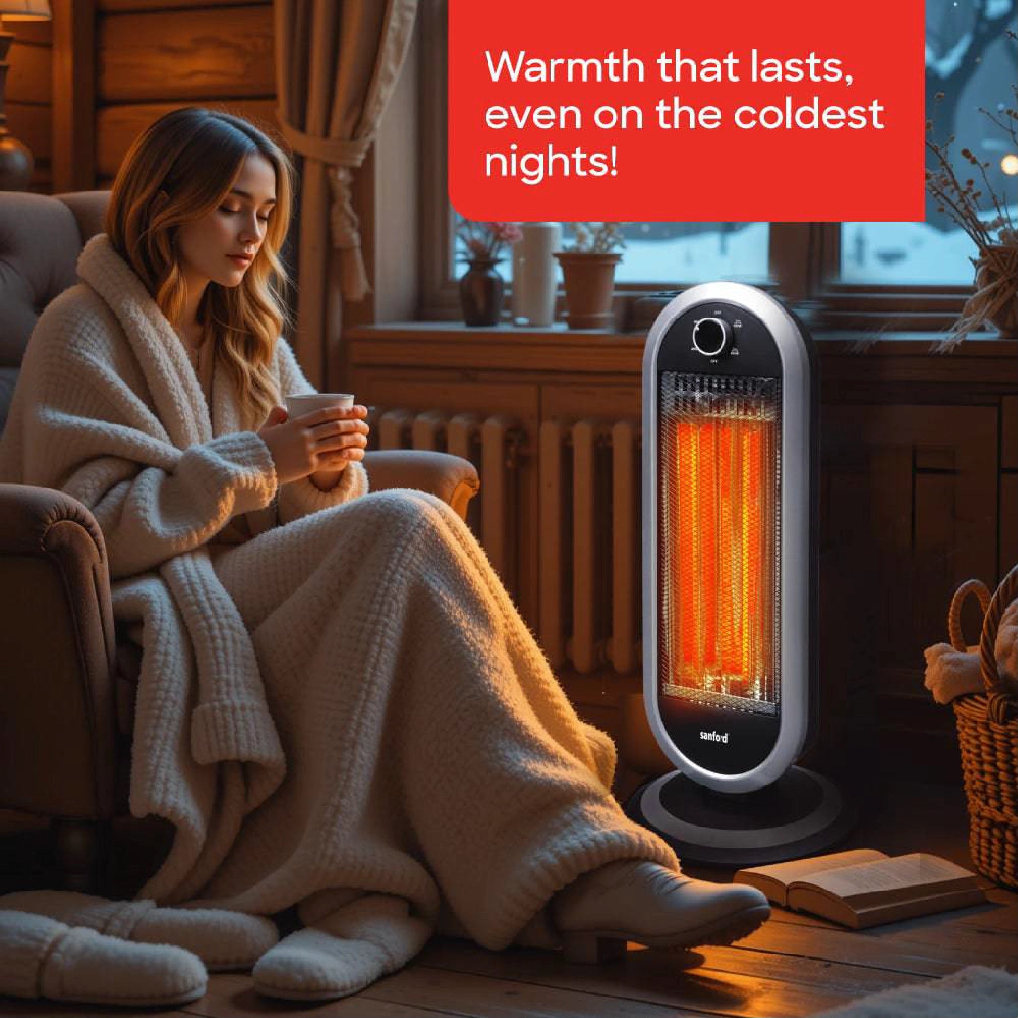 Sanford Carbon Room Heater with 2 Heat Settings (450W / 900W) and Safety Control and Remote Control - SF1282CRH