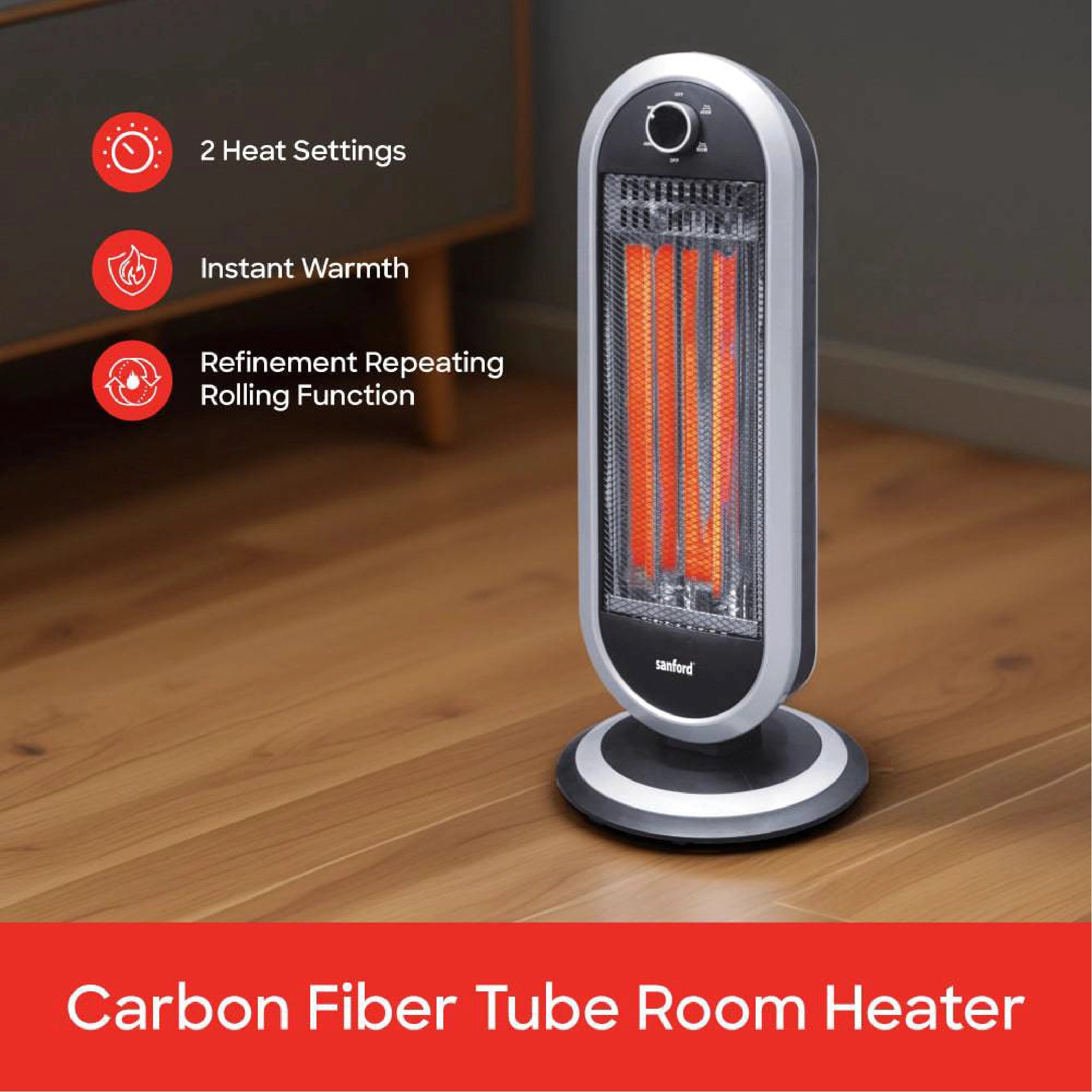 Sanford Carbon Room Heater with 2 Heat Settings (450W / 900W) and Safety Control and Remote Control - SF1282CRH Sanford KSA