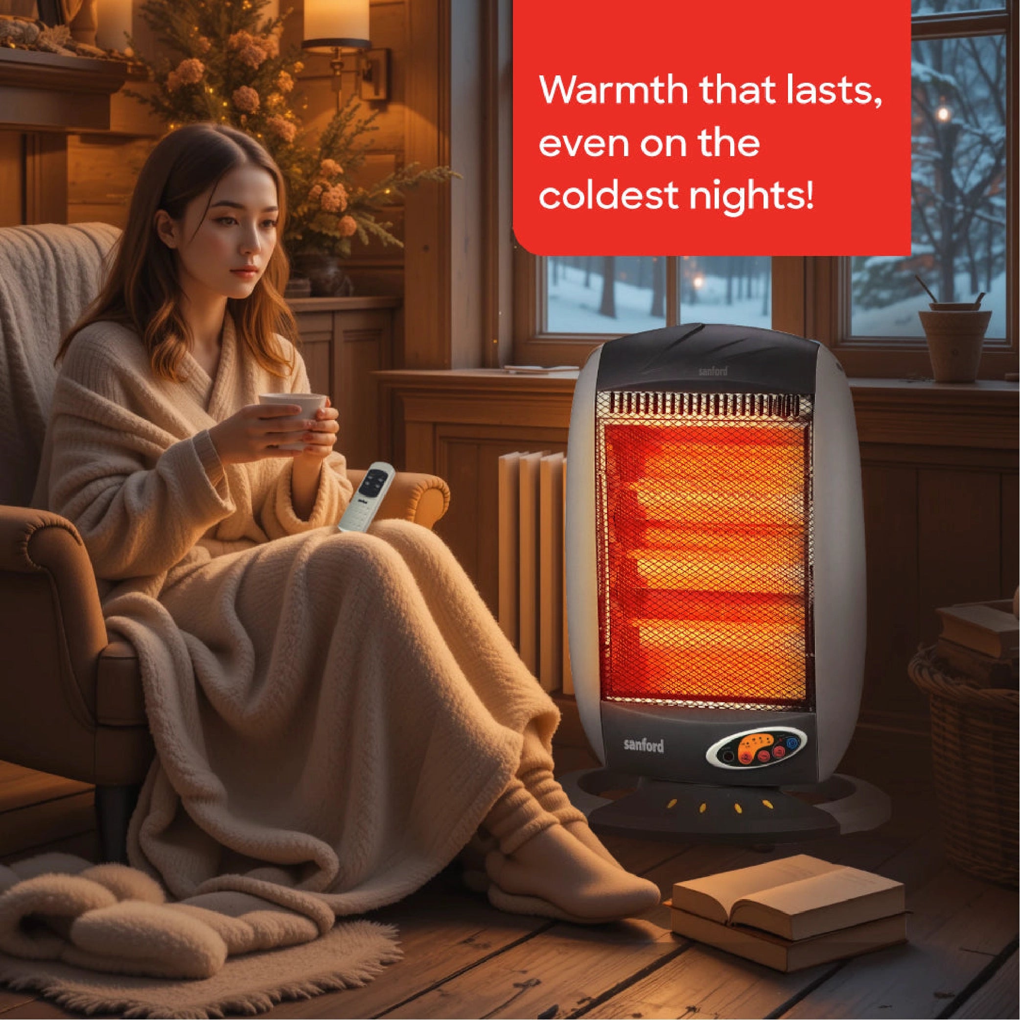 Sanford Halogen Room Heater with 1200W Heating Power and Safety Control and Remote Control - SF1284HRH Sanford KSA