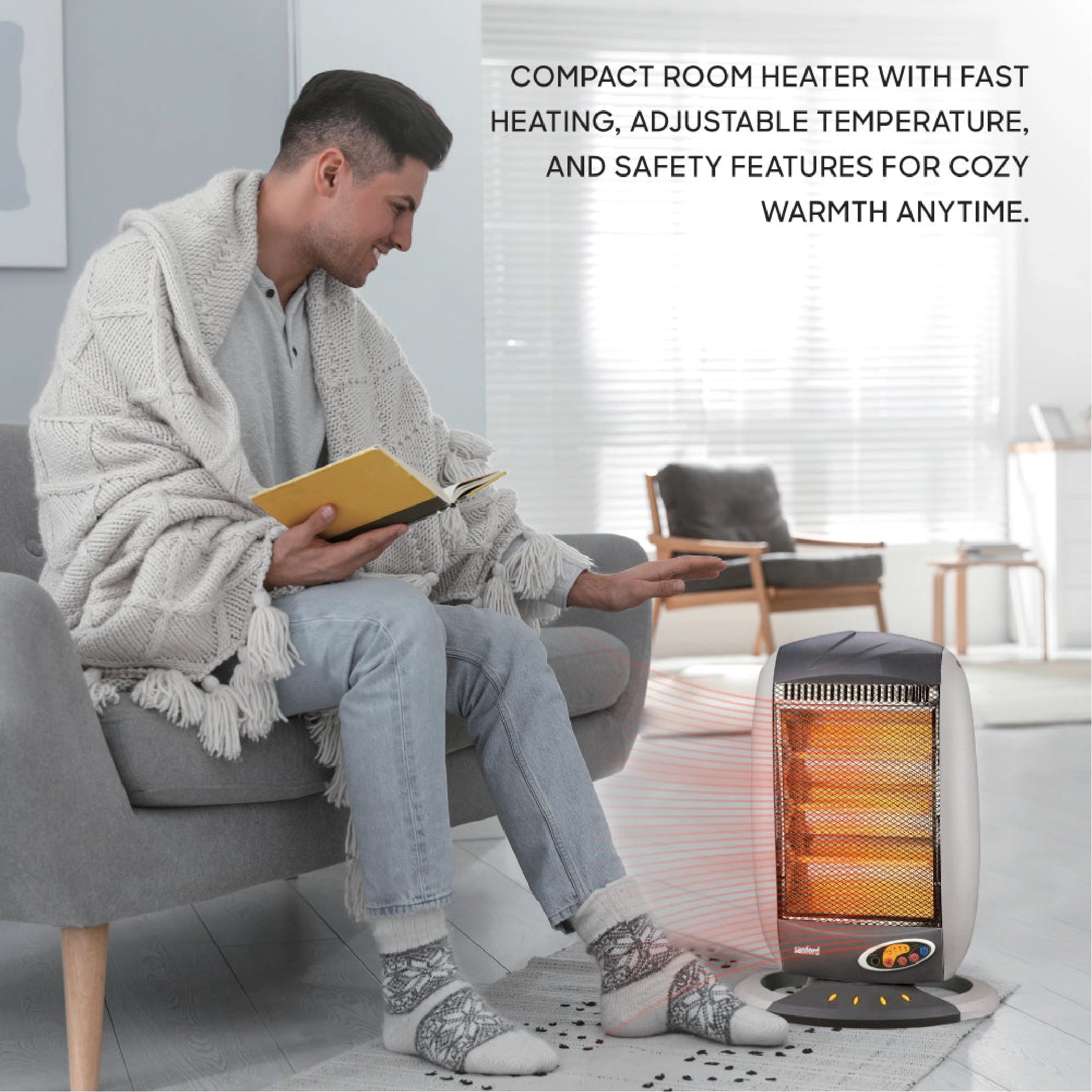 Sanford Halogen Room Heater with 1200W Heating Power and Safety Control and Remote Control - SF1284HRH Sanford KSA
