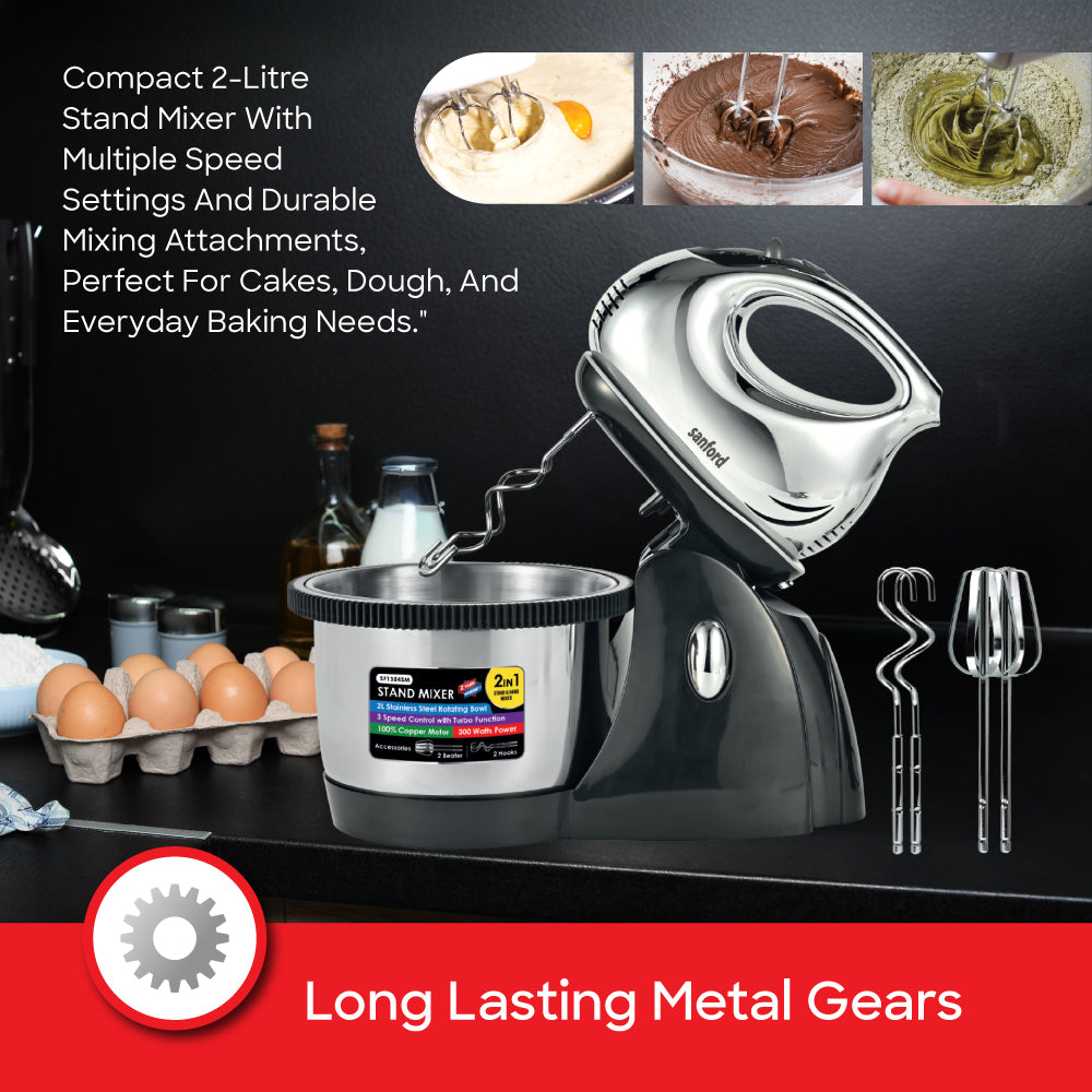 Sanford SF1354SM 300W stand mixer side profile view
