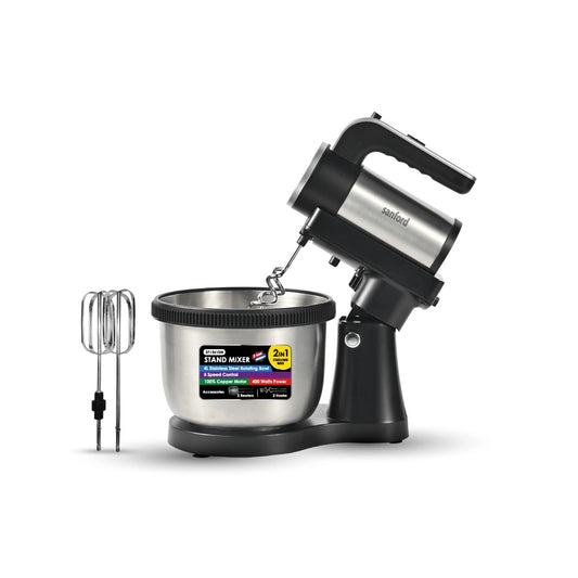 Sanford 2-in-1 Stand Mixer 400W with 4L Stainless Steel Bowl & 5-Speed Control - SF1361SM Sanford KSA