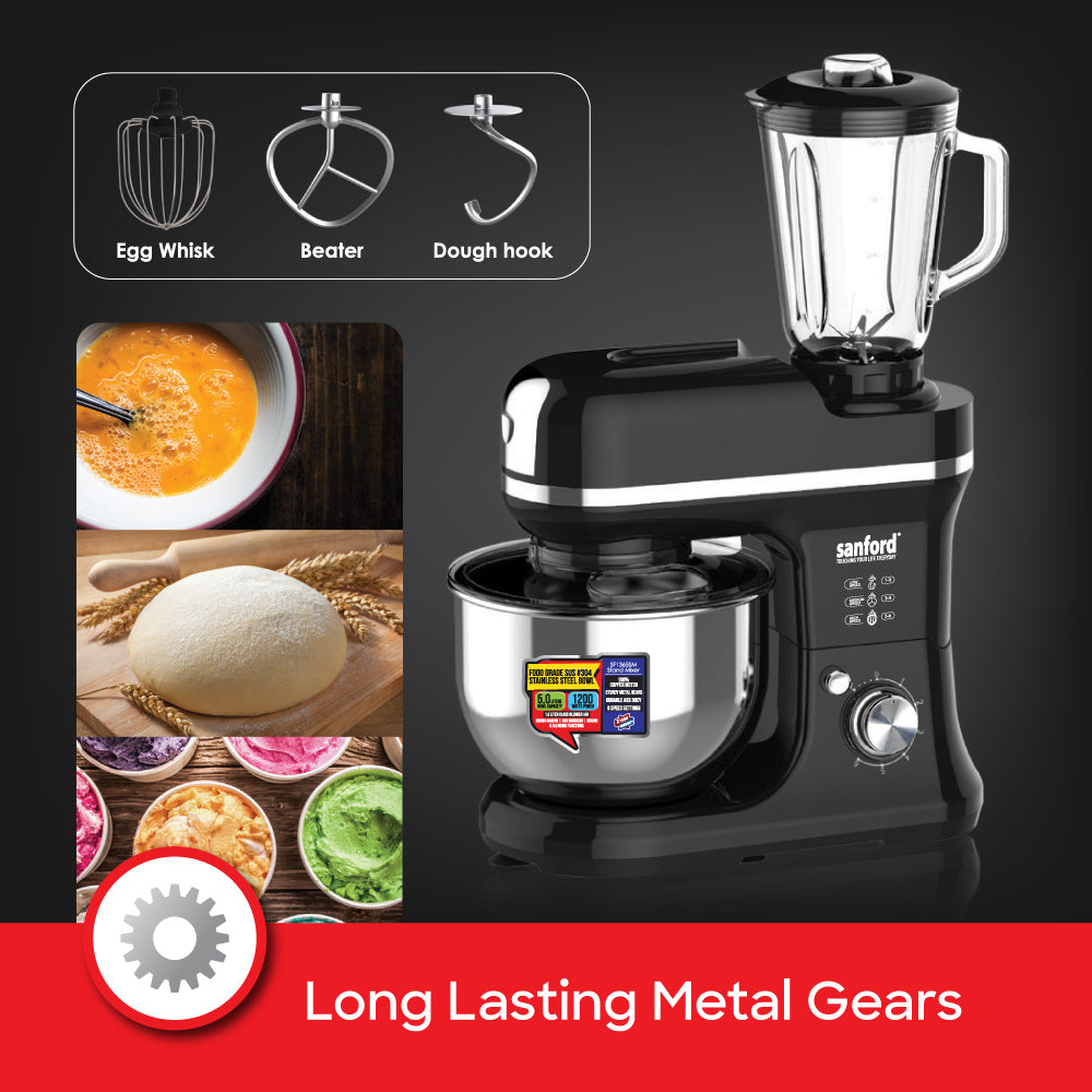 Sanford SF1365SM 1200W mixer dough hook and whisk attachments