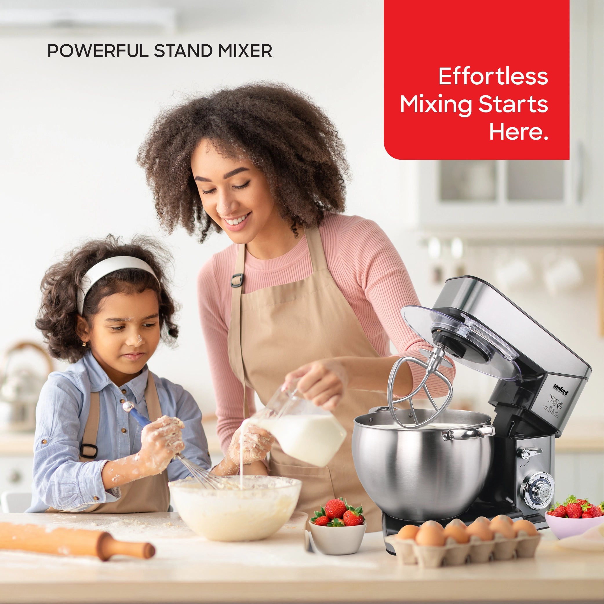 Sanford Stand Mixer 2000W with 10L Stainless Steel Bowl & 6-Speed Control - SF1370SM Sanford KSA