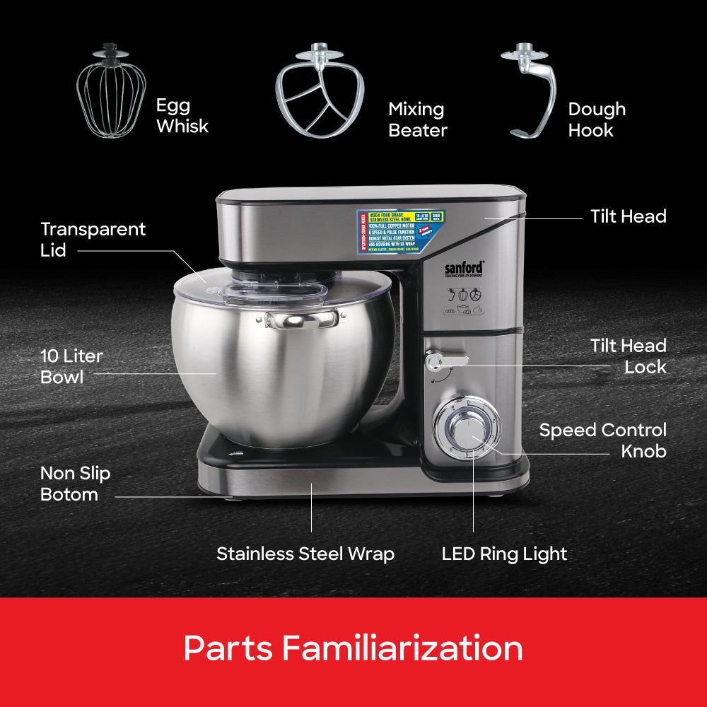 Sanford SF1370SM stand mixer dough hook and attachments