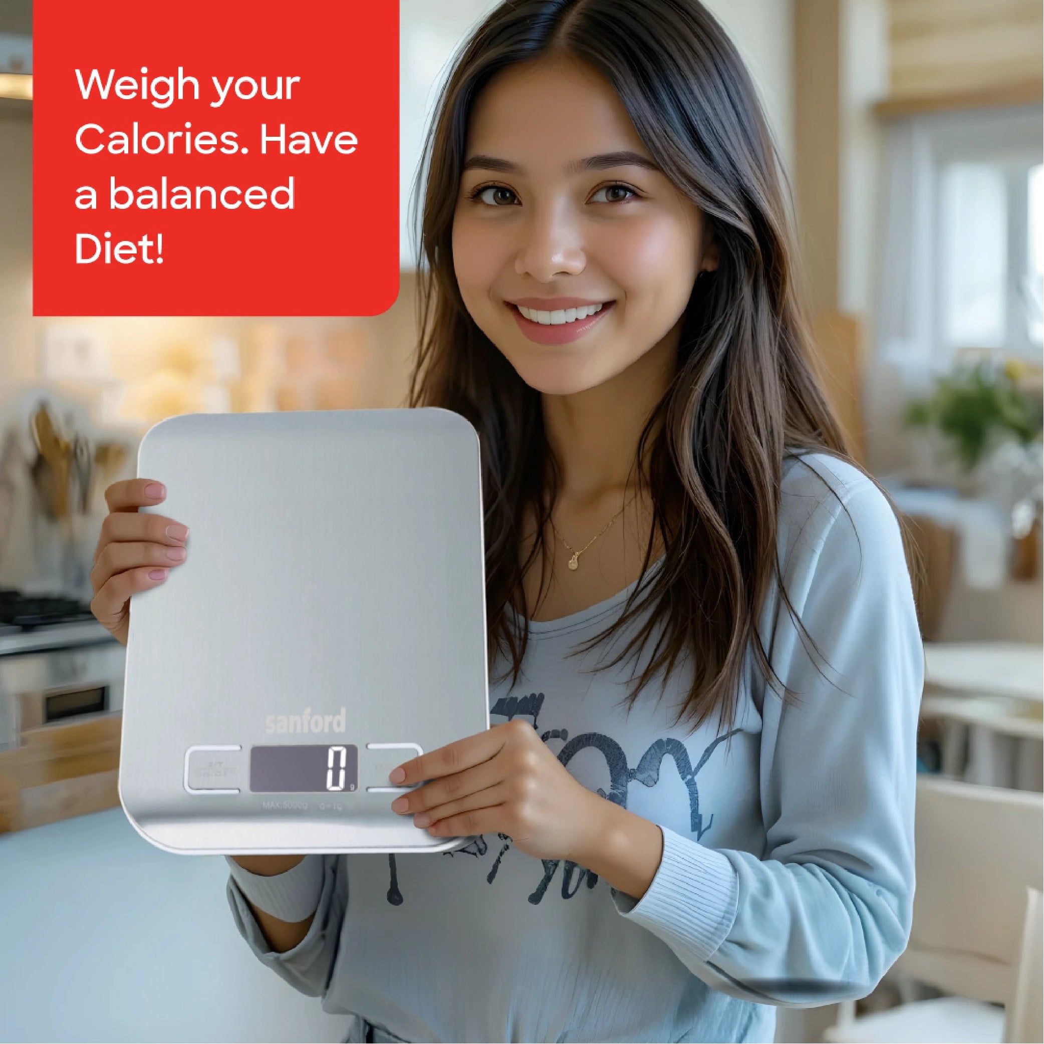 Sanford Digital Kitchen Scale 5kg Capacity with 1g Accuracy & Stainless Steel Platform - SF1511KS Sanford KSA