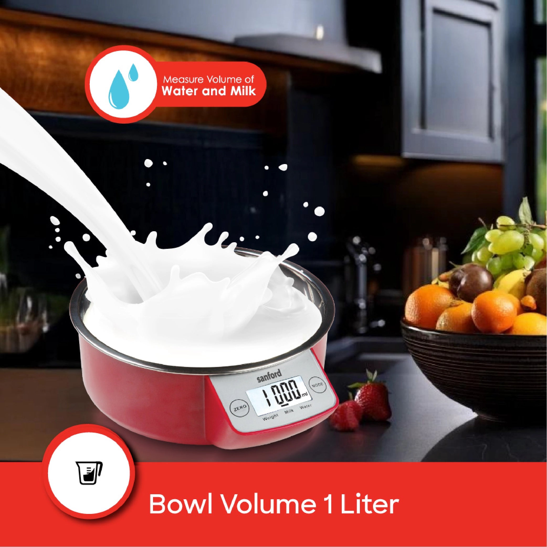 Sanford Electronic Kitchen Scale 5kg Capacity with Milk & Water Measurement & LCD Display - SF1522KS Sanford KSA