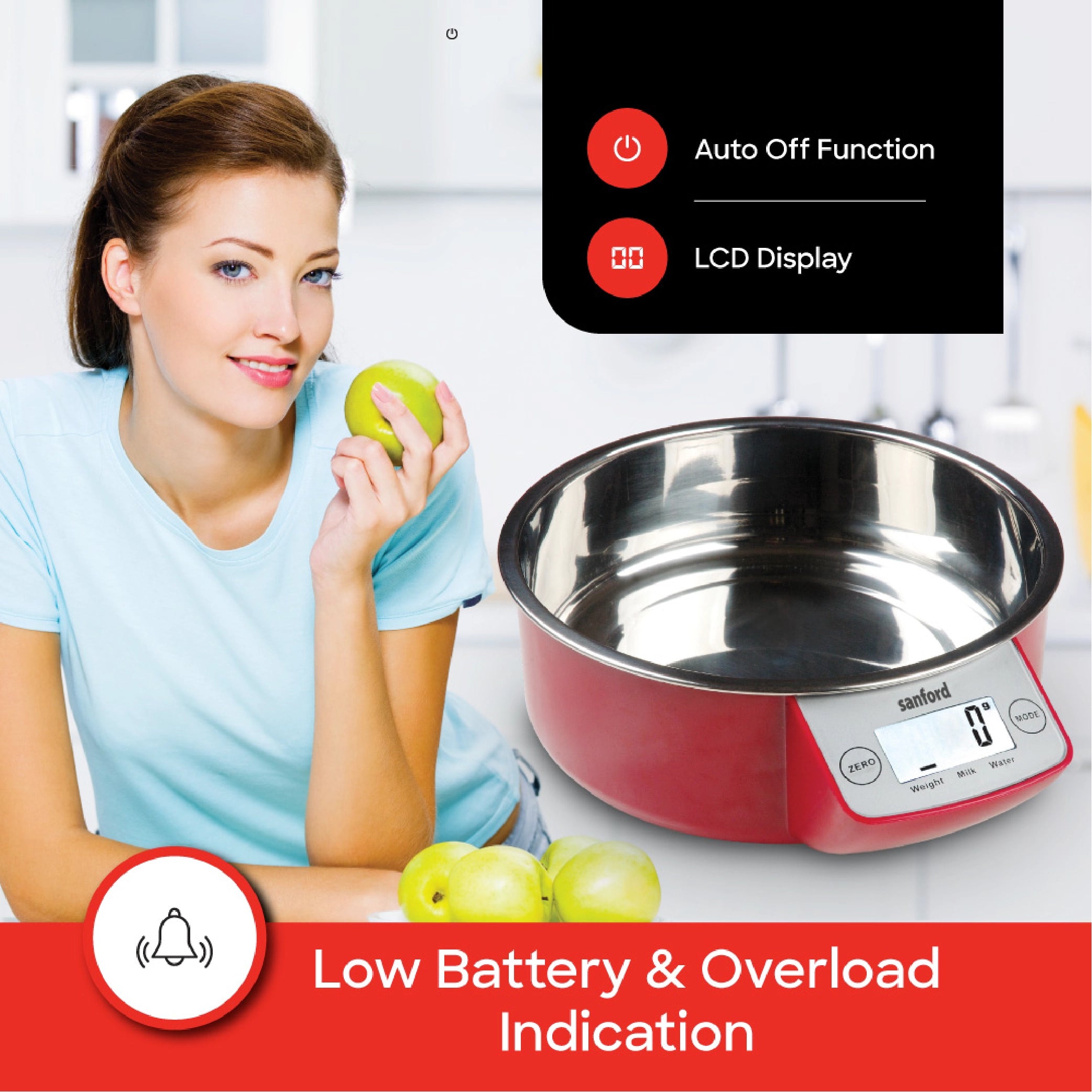 Sanford Electronic Kitchen Scale 5kg Capacity with Milk & Water Measurement & LCD Display - SF1522KS Sanford KSA