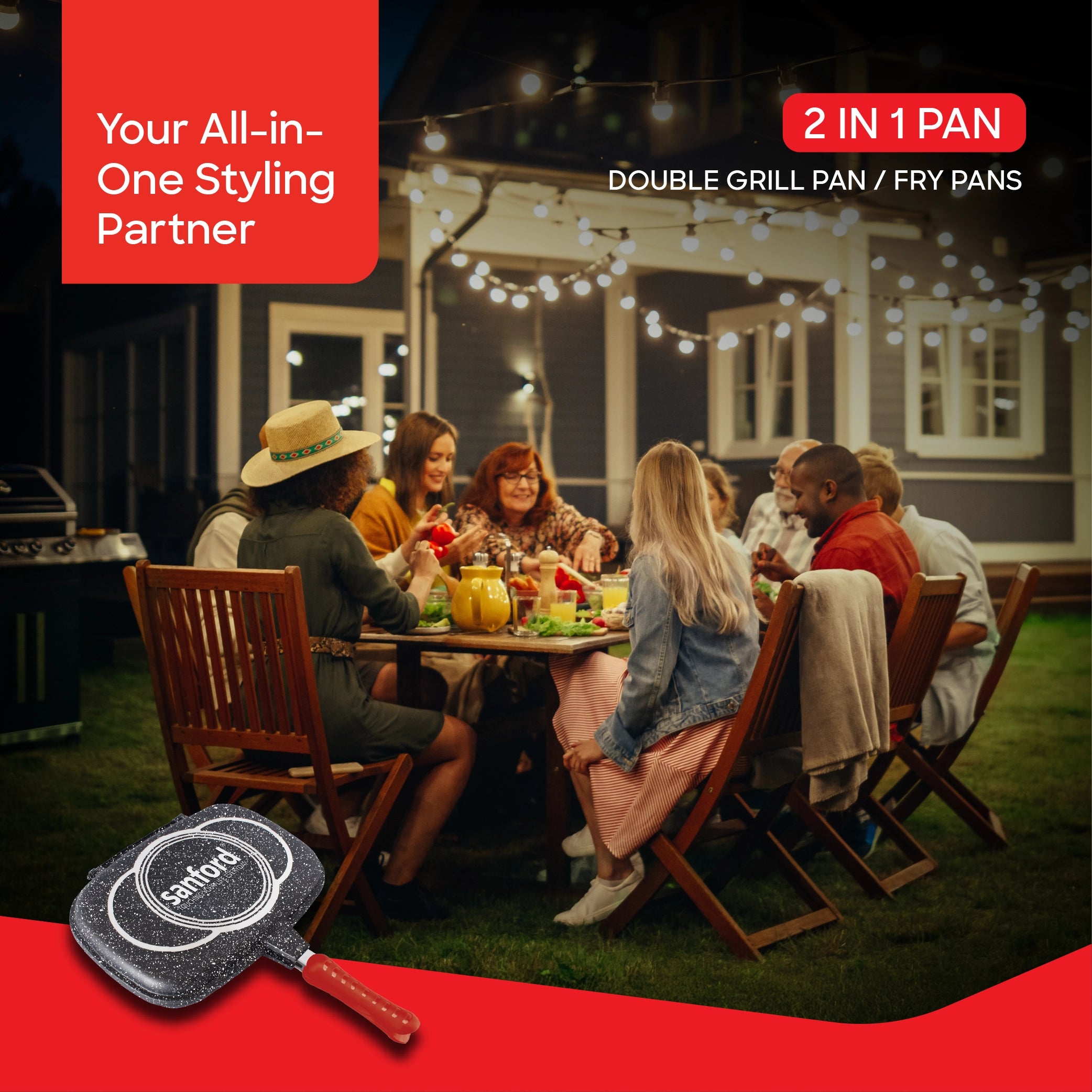 Sanford Granite-Coated Double Grill Pan with 2-in-1 Detachable Design - SF15301DGP Sanford KSA