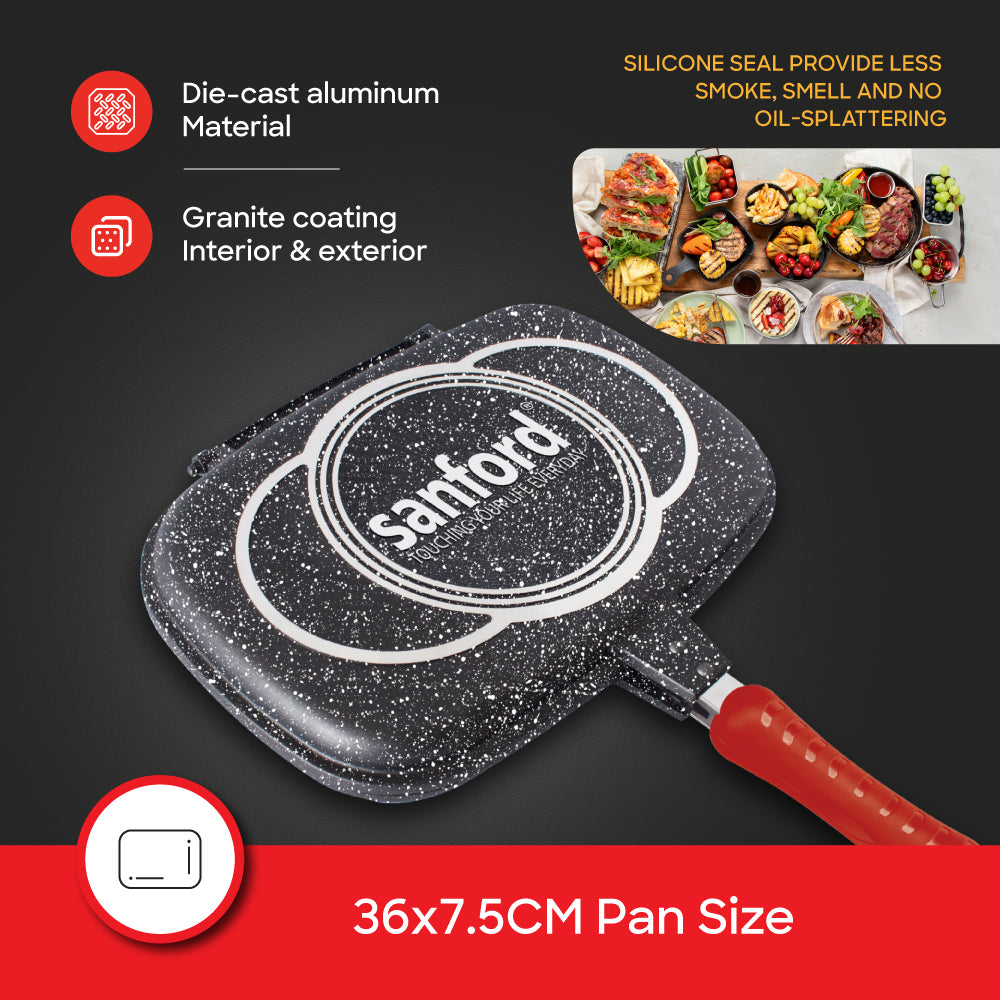 Sanford SF15301DGP double grill pan granite coating detail