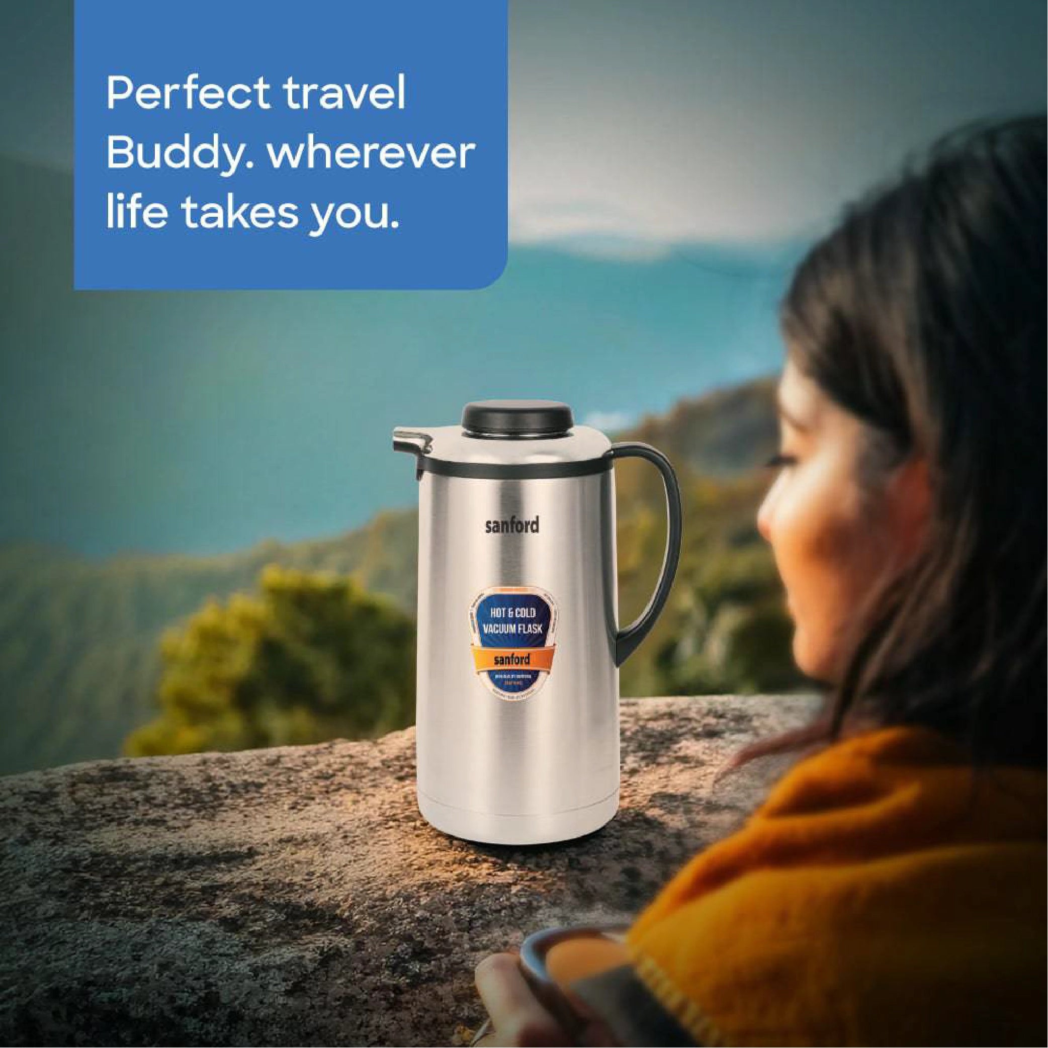 Sanford Vacuum Flask Stainless Steel with Unbreakable Body, Hot & Cold Use - SF161SVF Sanford KSA