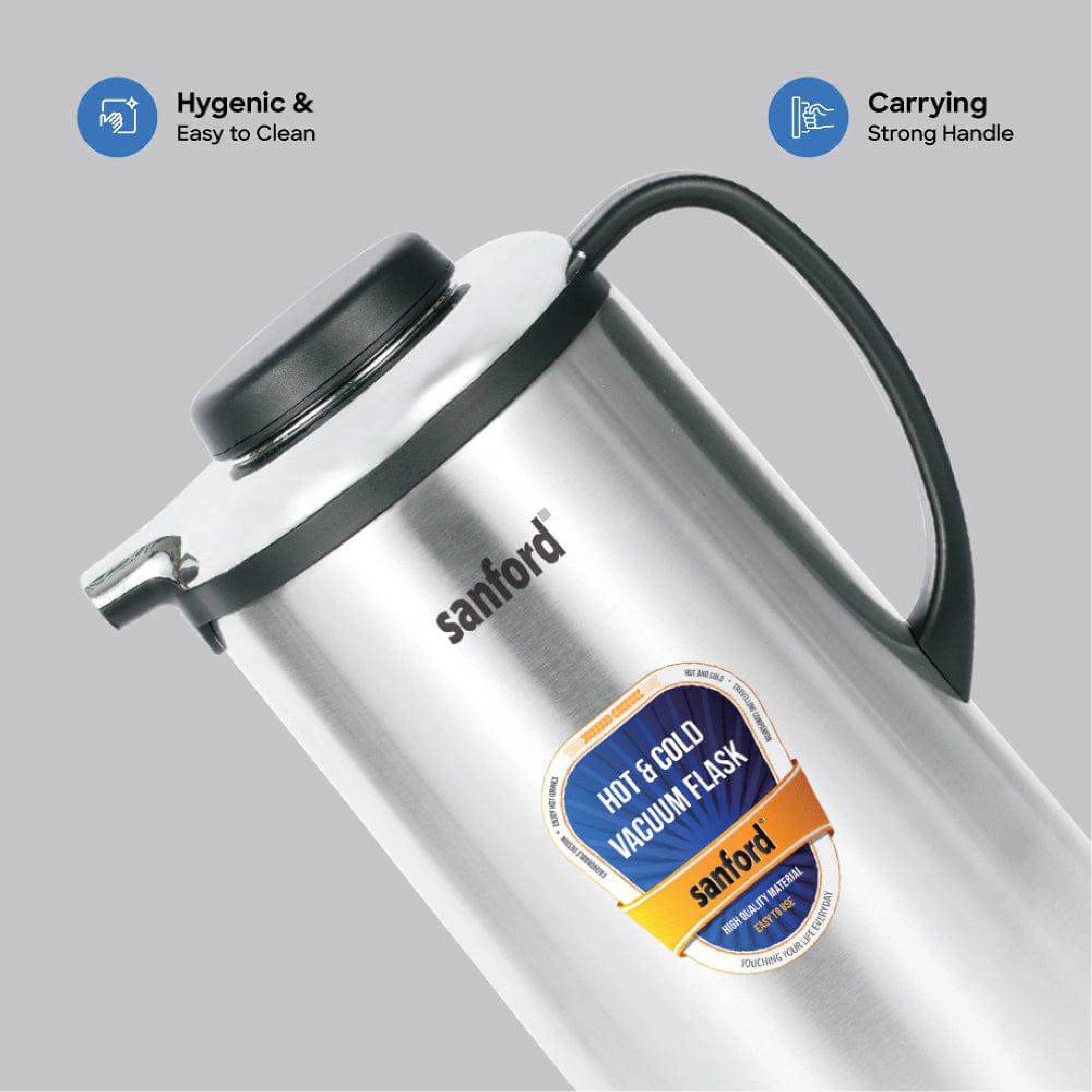 Sanford Vacuum Flask Stainless Steel with Unbreakable Body, Hot & Cold Use - SF161SVF Sanford KSA