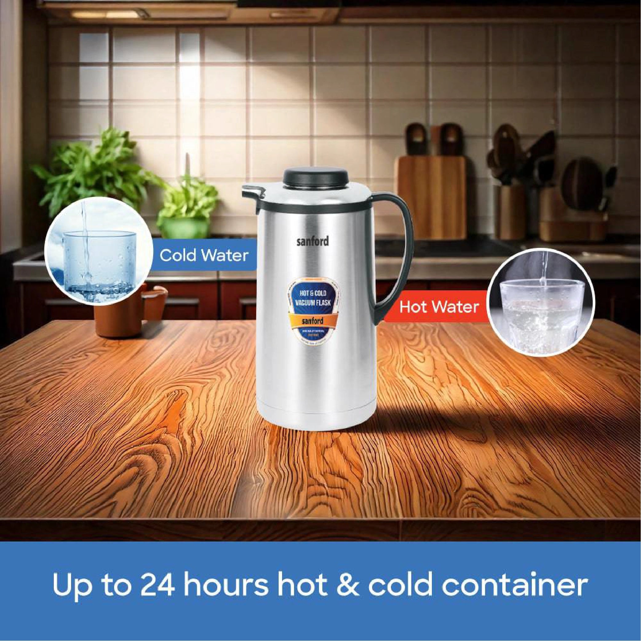 Sanford Vacuum Flask Stainless Steel with Unbreakable Body, Hot & Cold Use - SF161SVF Sanford KSA