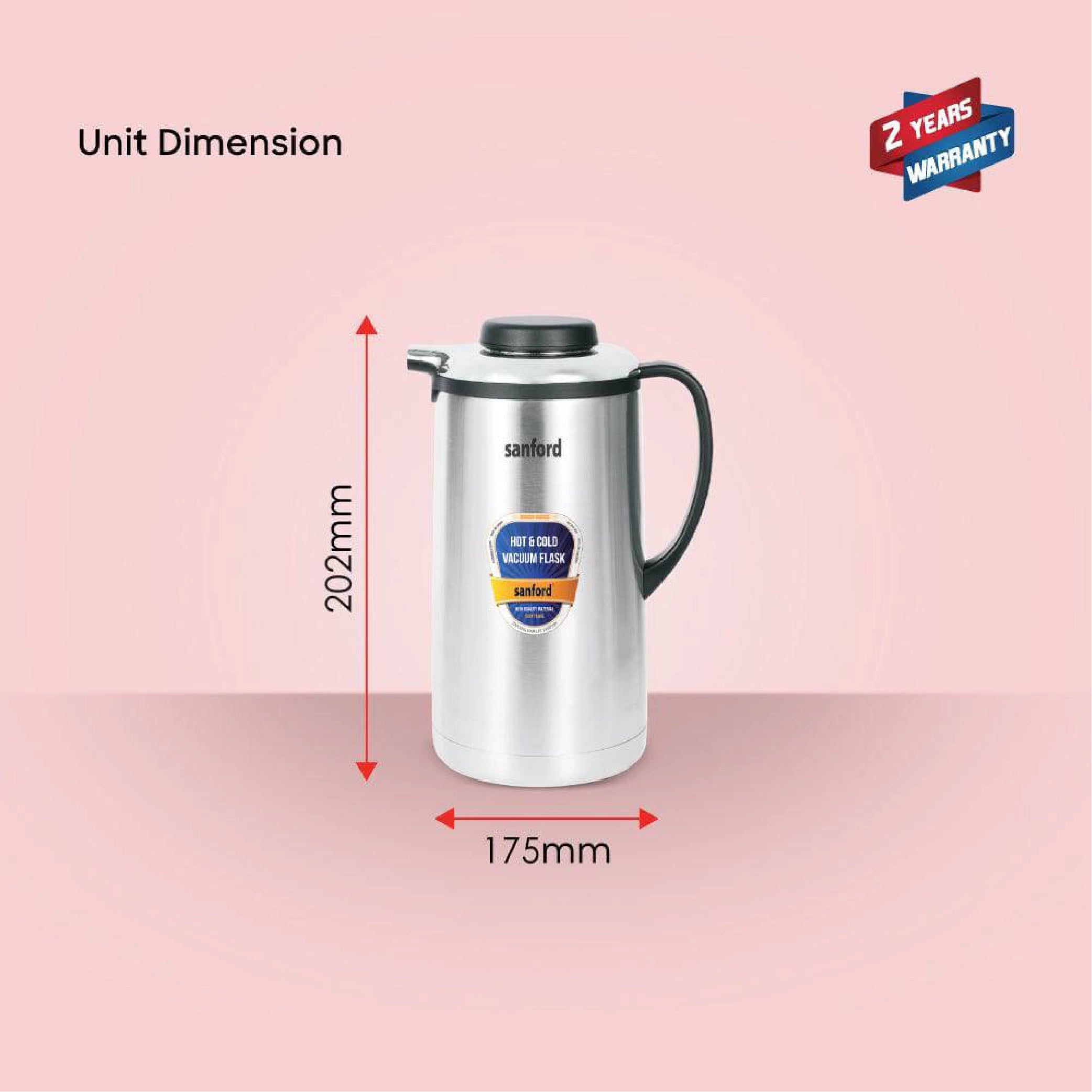 Sanford Vacuum Flask Stainless Steel with Unbreakable Body, Hot & Cold Use - SF161SVF Sanford KSA