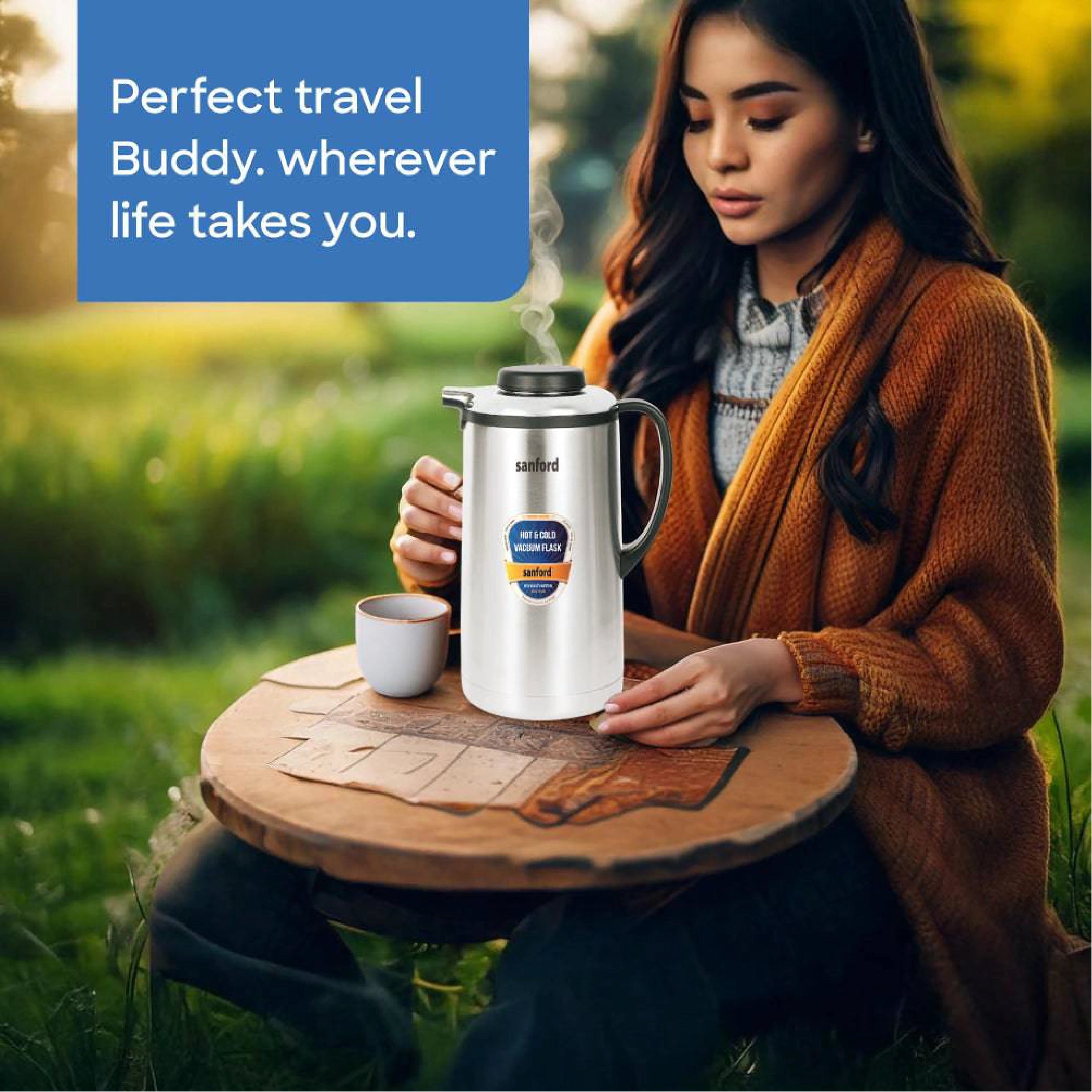 Sanford Vacuum Flask 1300ml Stainless Steel, Hot & Cold Use - SF162SVF Sanford KSA