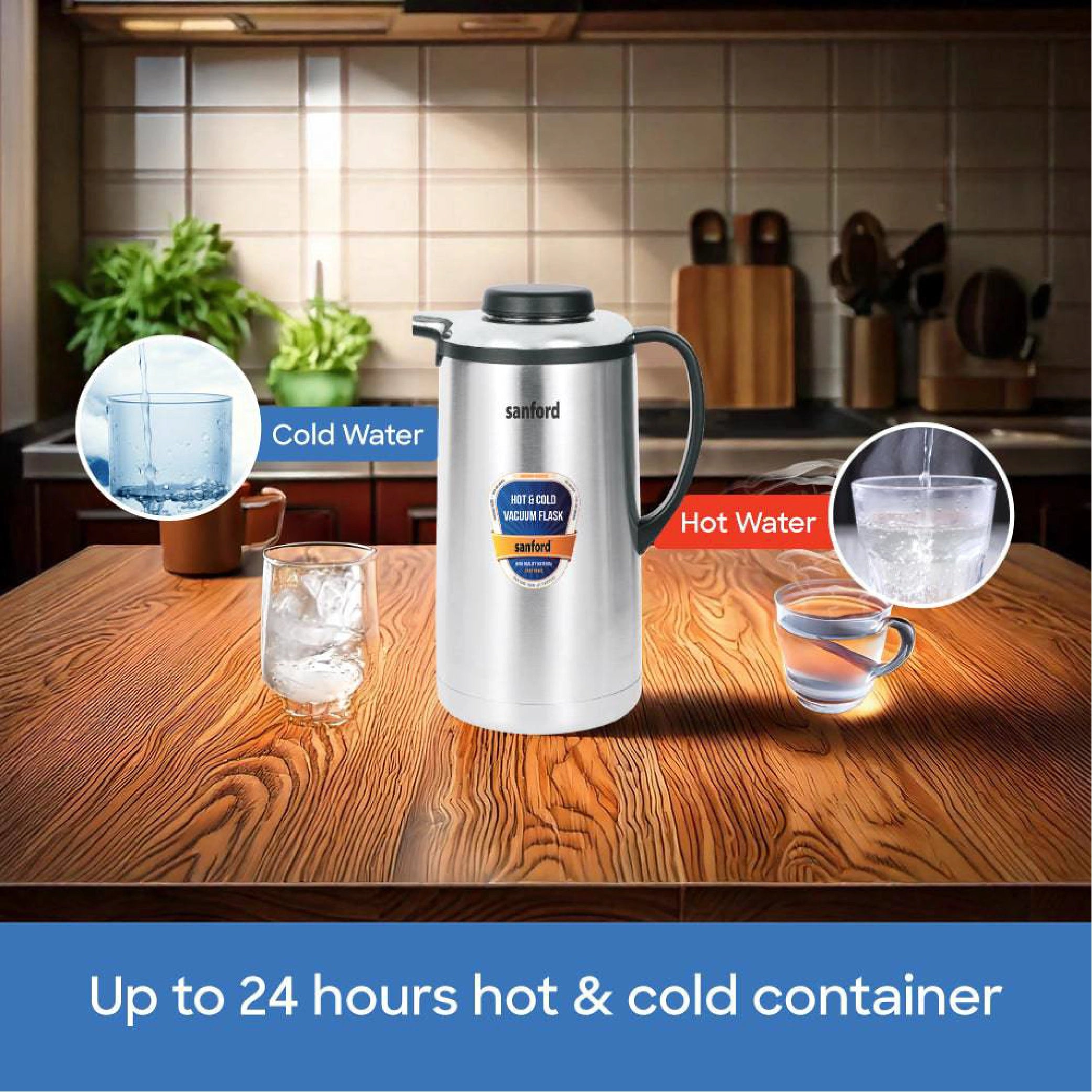 Sanford Vacuum Flask 1300ml Stainless Steel, Hot & Cold Use - SF162SVF Sanford KSA