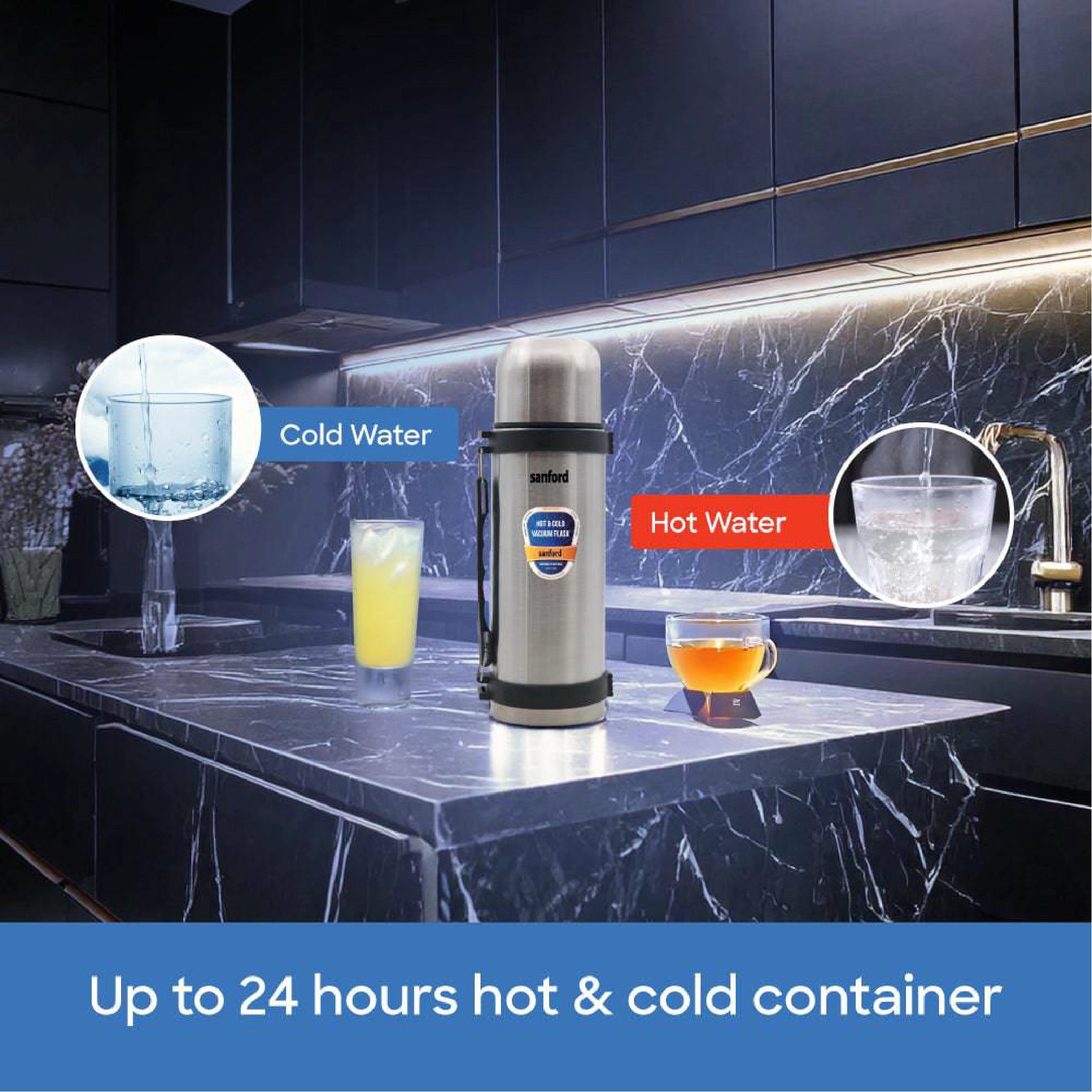Sanford Vacuum Flask 750ml Stainless Steel, Hot & Cold 24 Hours Retention - SF1633SVF Sanford KSA