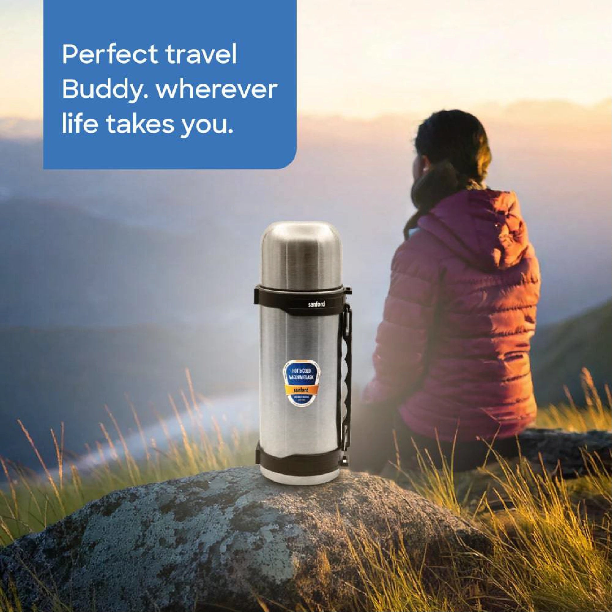 Sanford Vacuum Flask 1000ml Stainless Steel Double Layer Body, Hot & Cold Use - SF1634SVF Sanford KSA