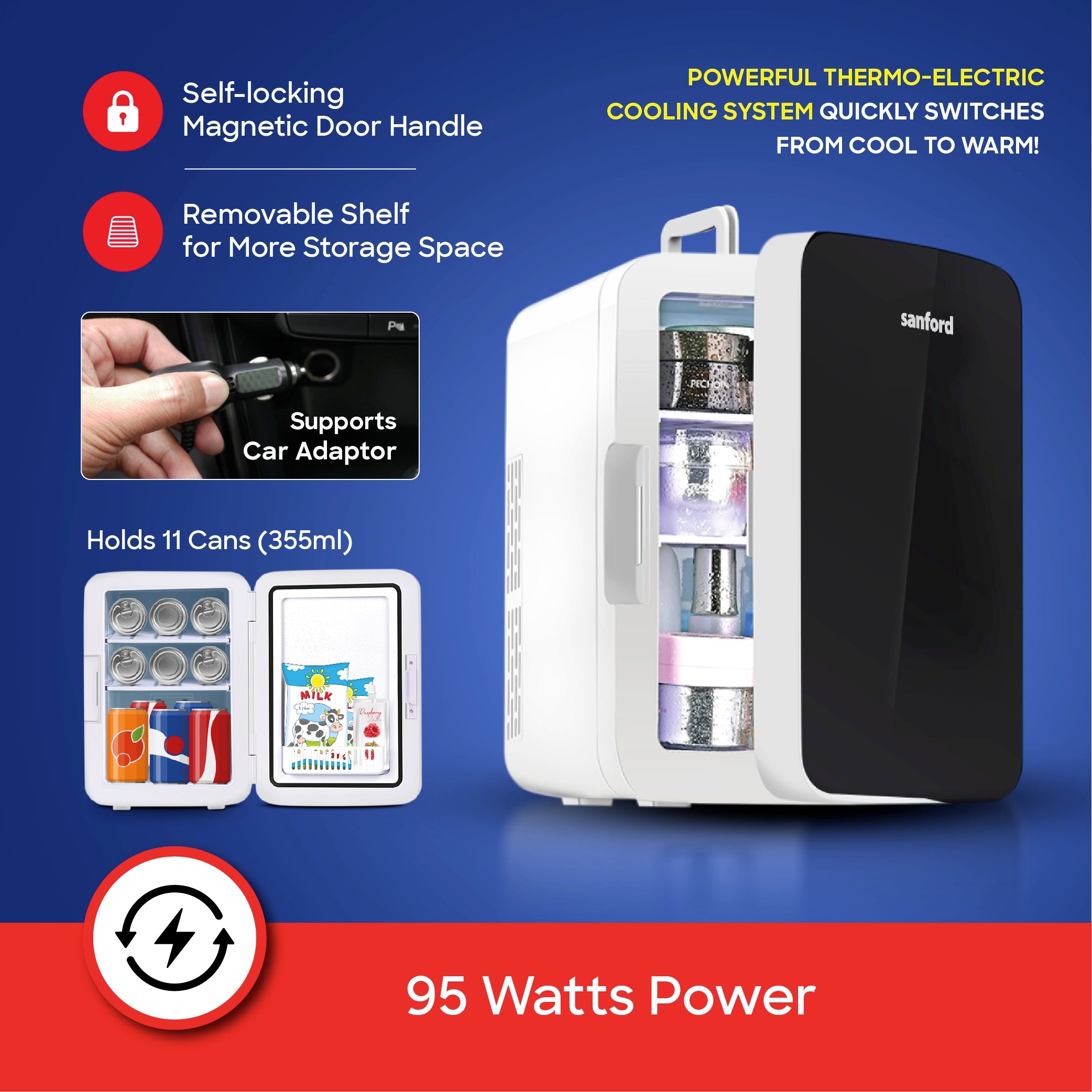 Sanford Mini Refrigerator 10L with Cool & Warm Function and AC/DC Operation - SF1715MRF Sanford KSA