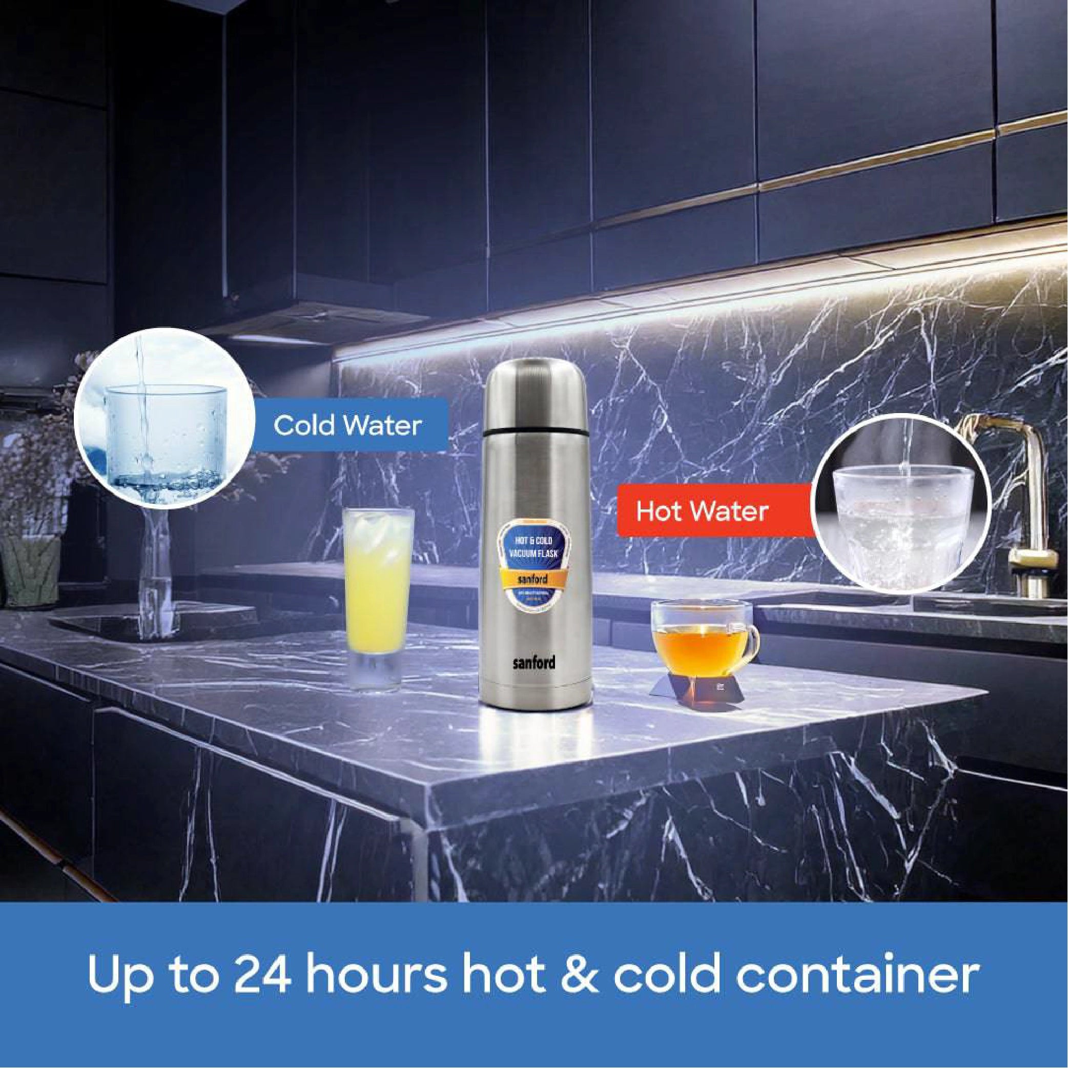 Sanford Vacuum Flask 350ml Stainless Steel, Hot & Cold 24 Hours Retention - SF171SVF Sanford KSA