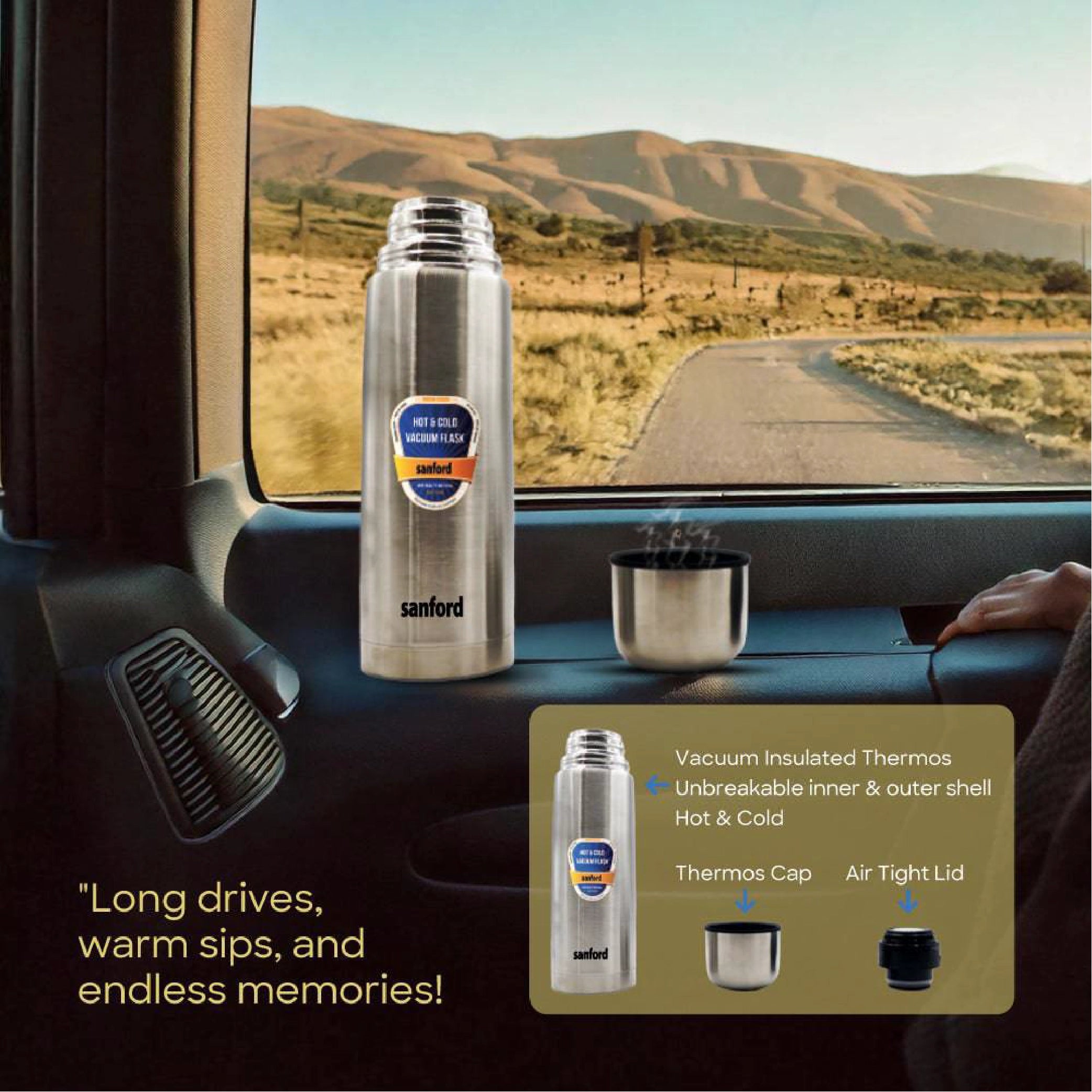 Sanford Vacuum Flask 500ml Stainless Steel, Hot & Cold 24 Hours Retention - SF172SVF Sanford KSA