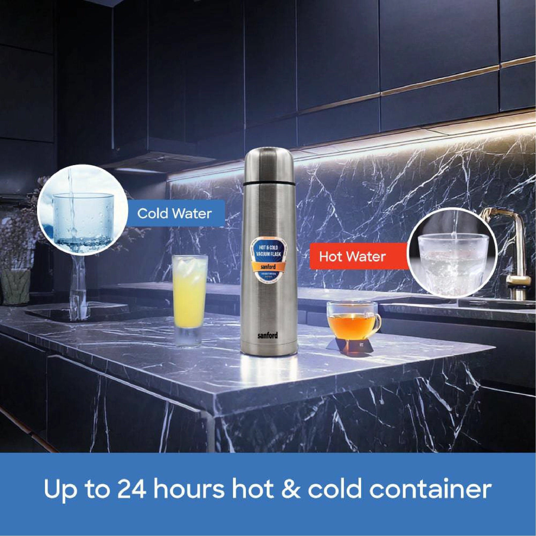Sanford Vacuum Flask 500ml Stainless Steel, Hot & Cold 24 Hours Retention - SF172SVF Sanford KSA